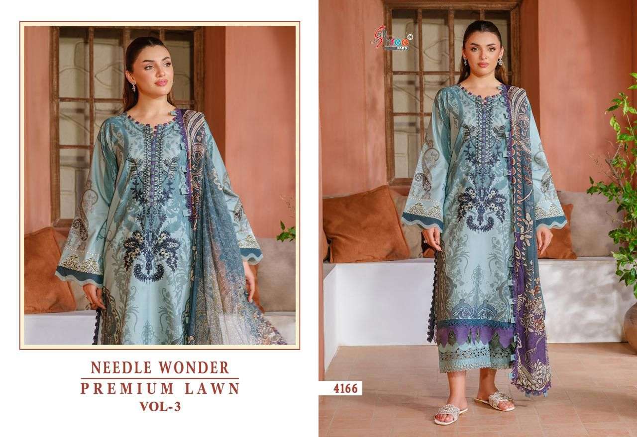 SHREE FABS NEEDLE WONDER LAWN COLLECTION VOL 3 COTTON EMBROIDERY WORK SALWAR KAMEEZ 