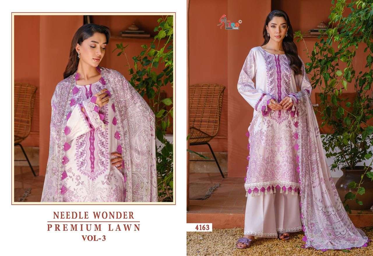 SHREE FABS NEEDLE WONDER LAWN COLLECTION VOL 3 COTTON EMBROIDERY WORK SALWAR KAMEEZ 