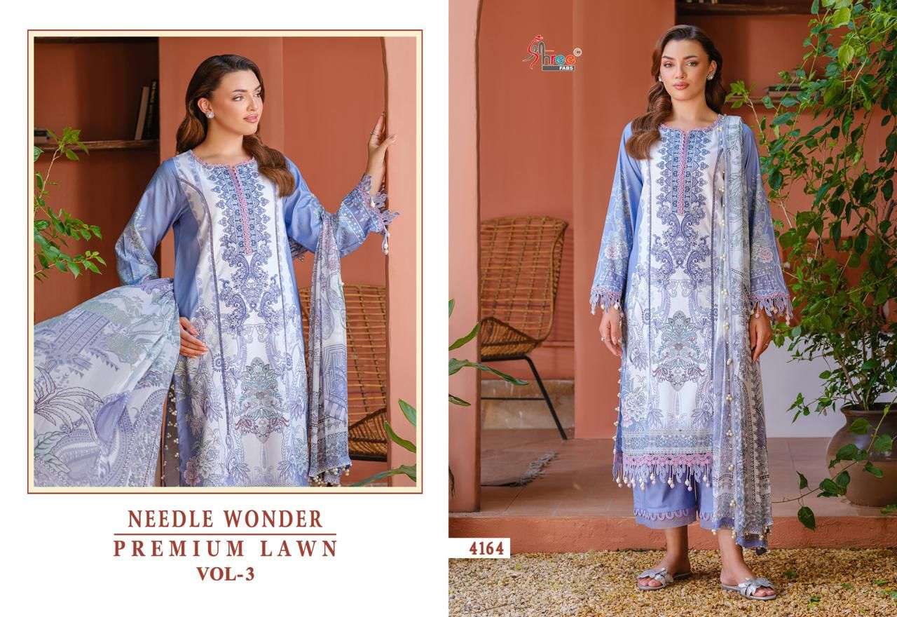 SHREE FABS NEEDLE WONDER LAWN COLLECTION VOL 3 COTTON EMBROIDERY WORK SALWAR KAMEEZ 