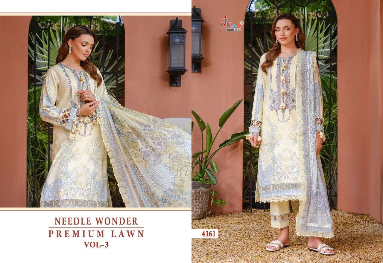 SHREE FABS NEEDLE WONDER LAWN COLLECTION VOL 3 COTTON EMBROIDERY WORK SALWAR KAMEEZ 