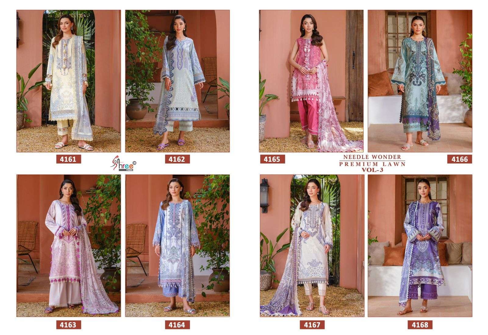 SHREE FABS NEEDLE WONDER LAWN COLLECTION VOL 3 COTTON EMBROIDERY WORK SALWAR KAMEEZ 