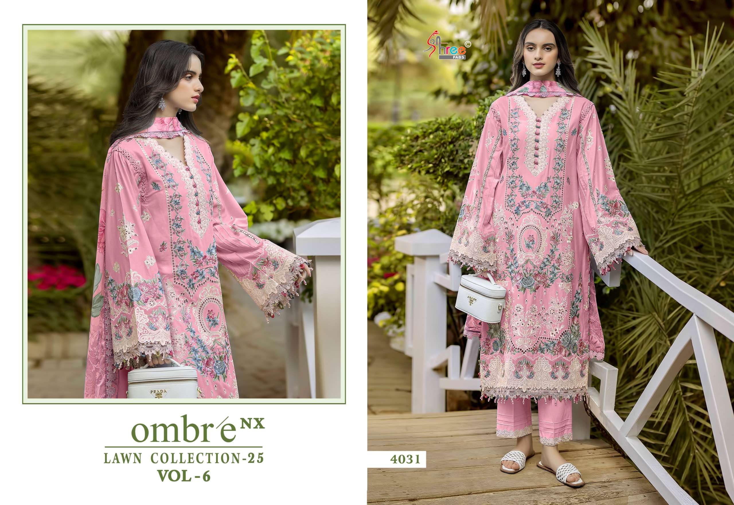 SHREE FABS OMBRE LAWN COLLECTION 25 VOL 6 NX COTTON HEAVY EMBROIDERY DESIGNER SUIT
