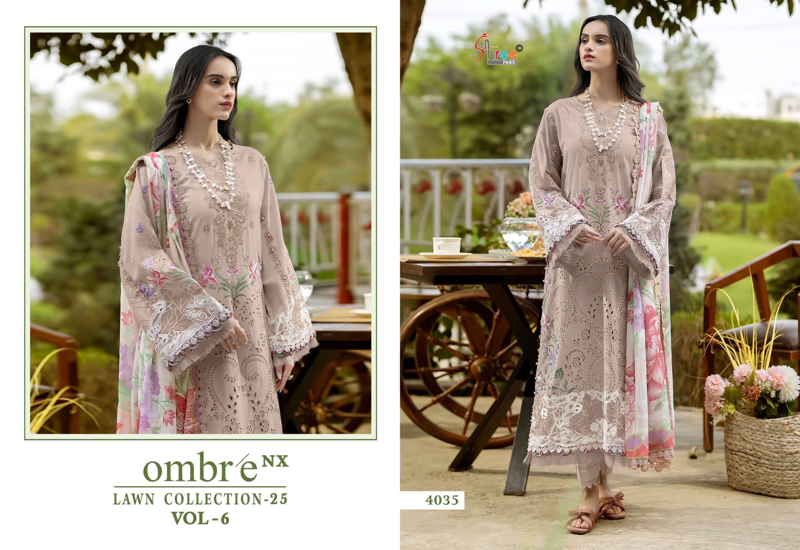 SHREE FABS OMBRE LAWN COLLECTION 25 VOL 6 NX COTTON HEAVY EMBROIDERY DESIGNER SUIT