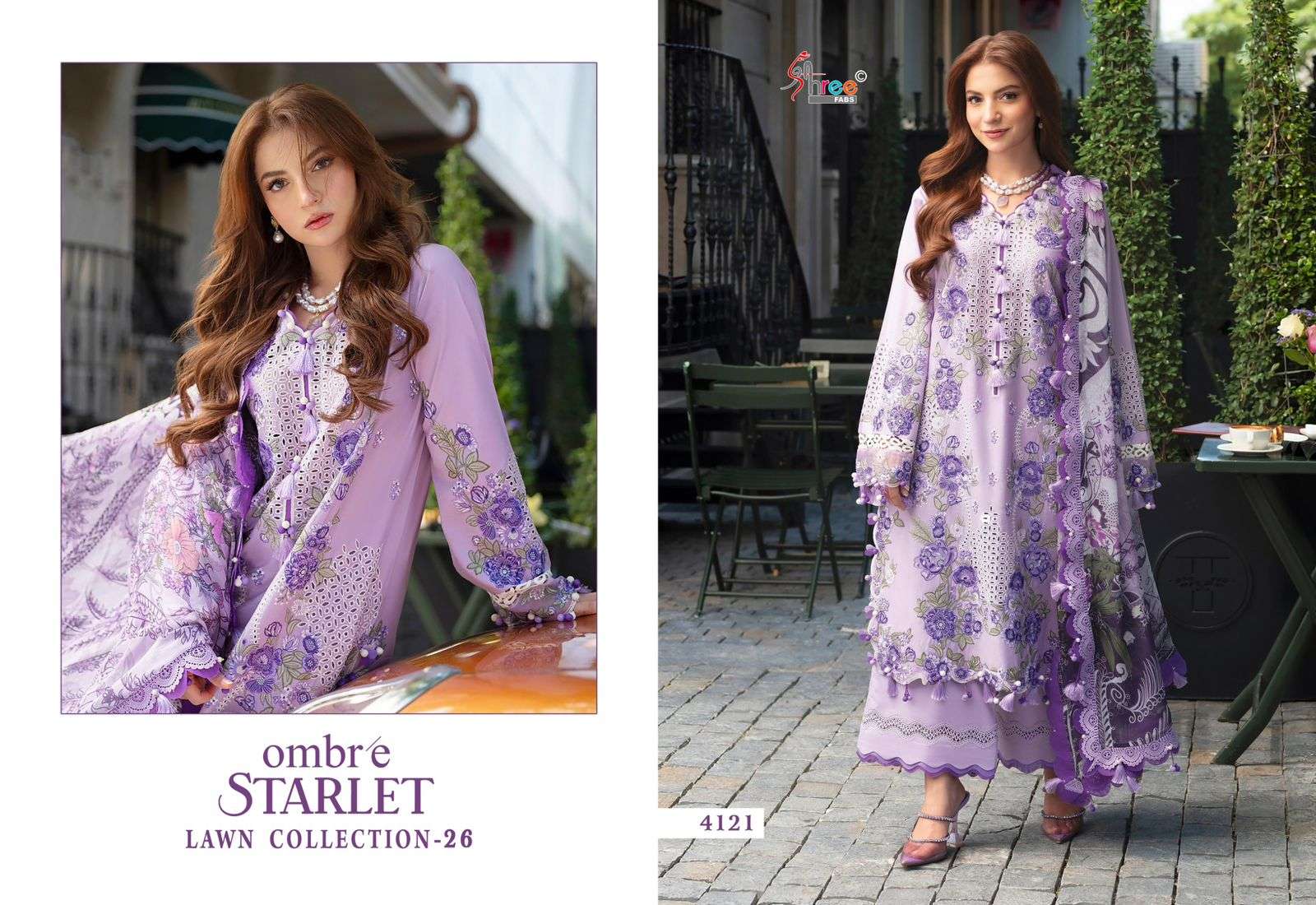 SHREE FABS OMBRE STARLET LAWN COLLECTION 26 COTTON EMBROIDERY DESIGNER PAKISTANI SUIT