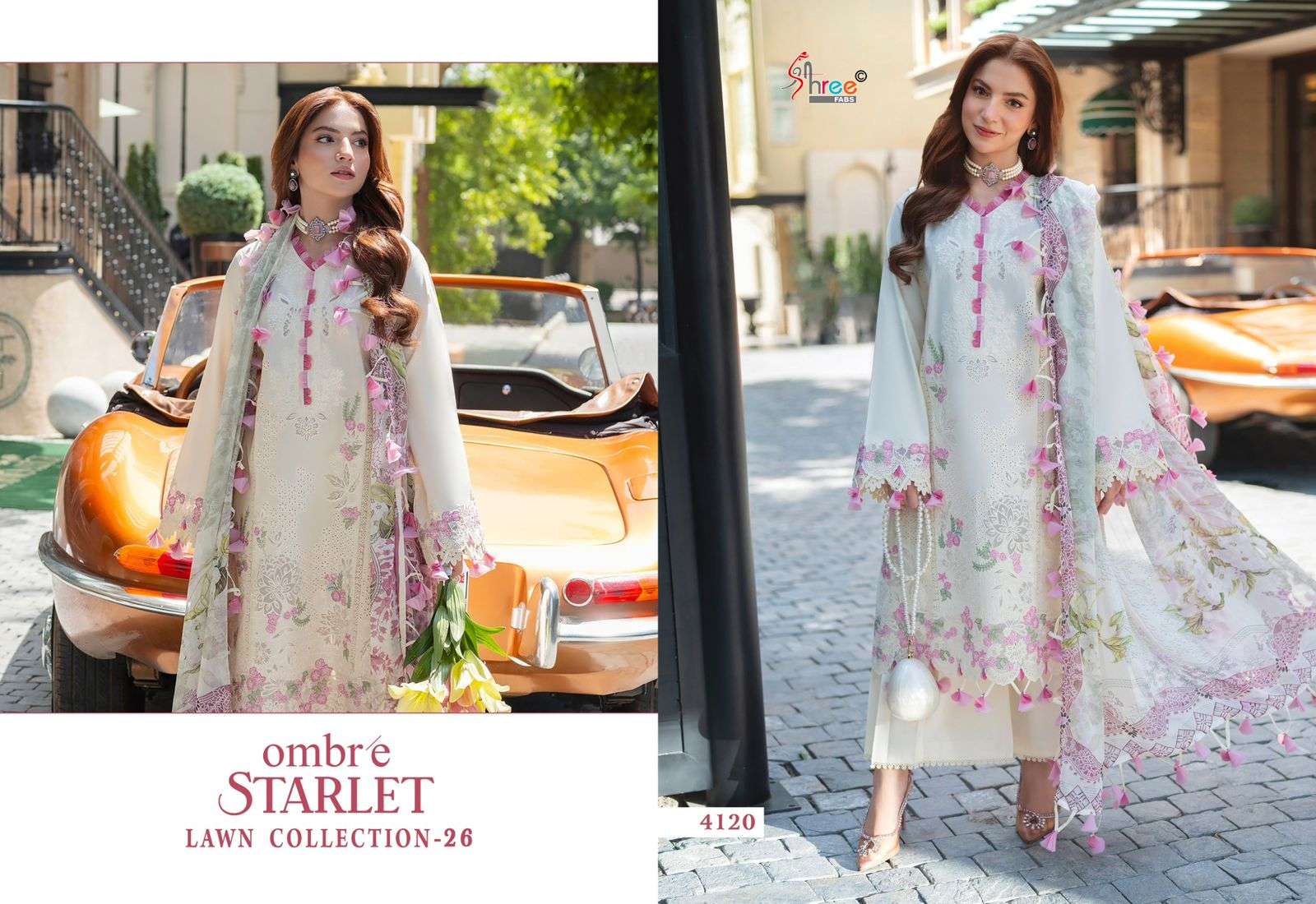 SHREE FABS OMBRE STARLET LAWN COLLECTION 26 COTTON EMBROIDERY DESIGNER PAKISTANI SUIT