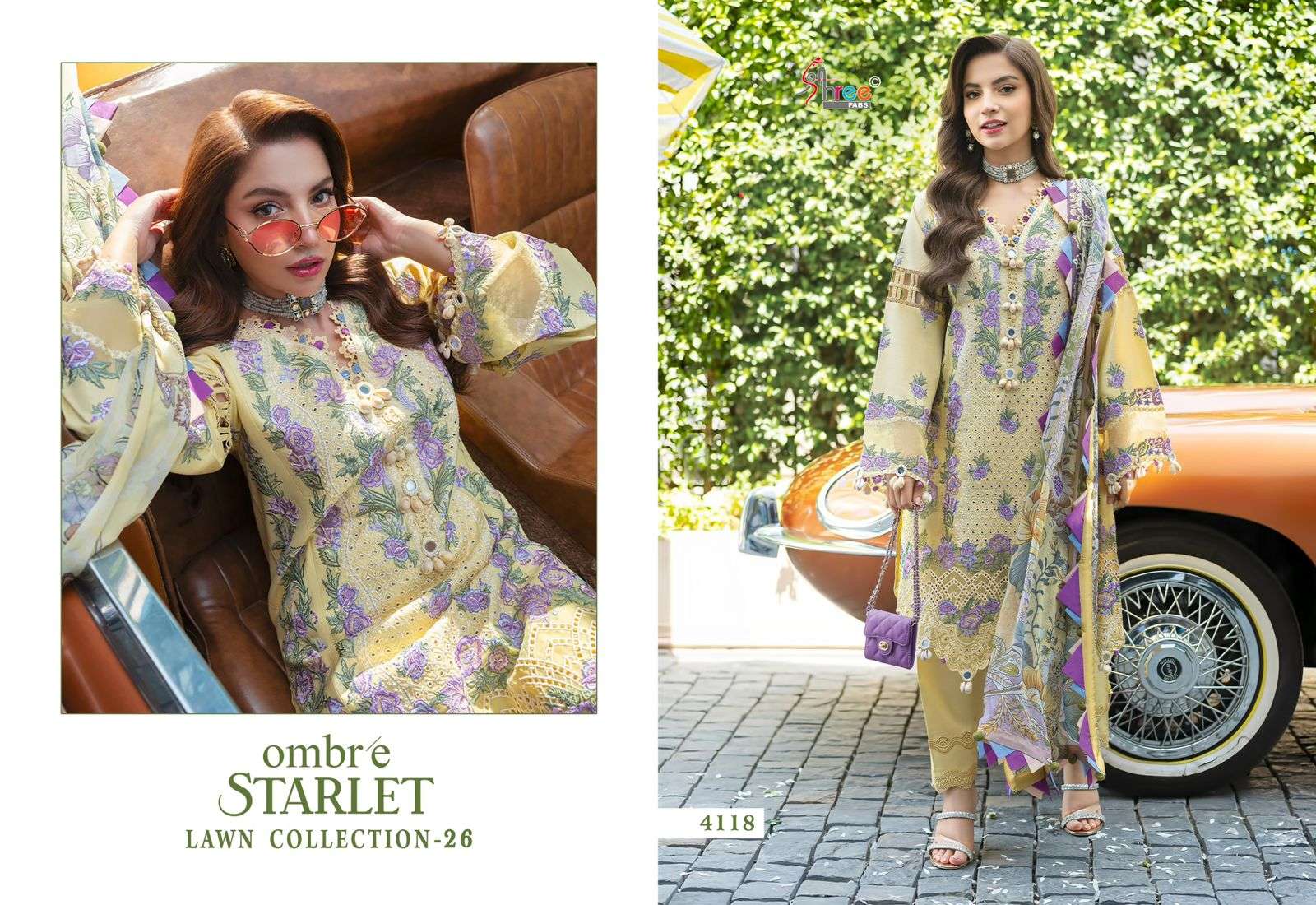 SHREE FABS OMBRE STARLET LAWN COLLECTION 26 COTTON EMBROIDERY DESIGNER PAKISTANI SUIT