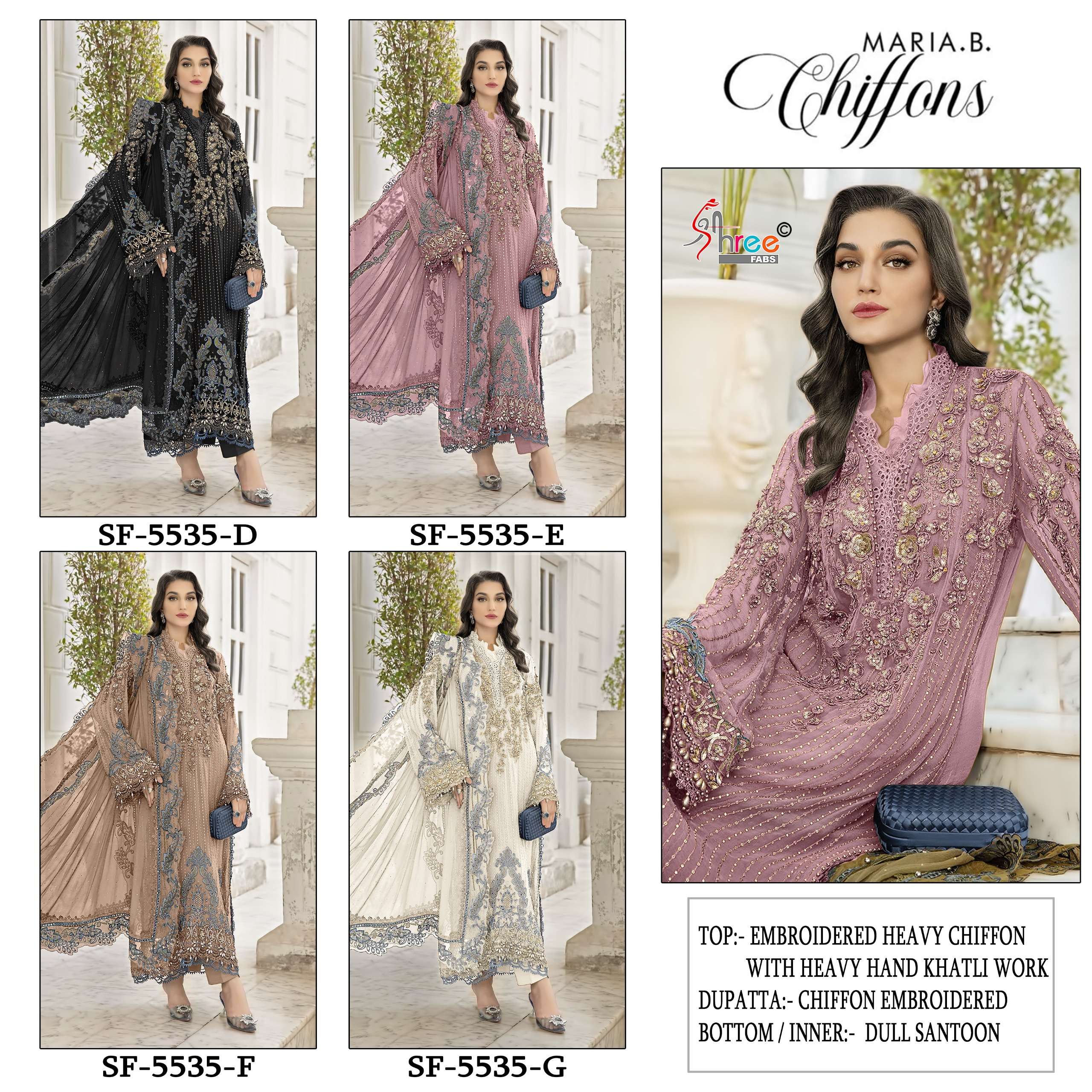 SHREE FABS SF 5535 DEFG CHIFFON HEAVY EMBROIDERED DESIGNER PAKISTANI SUIT