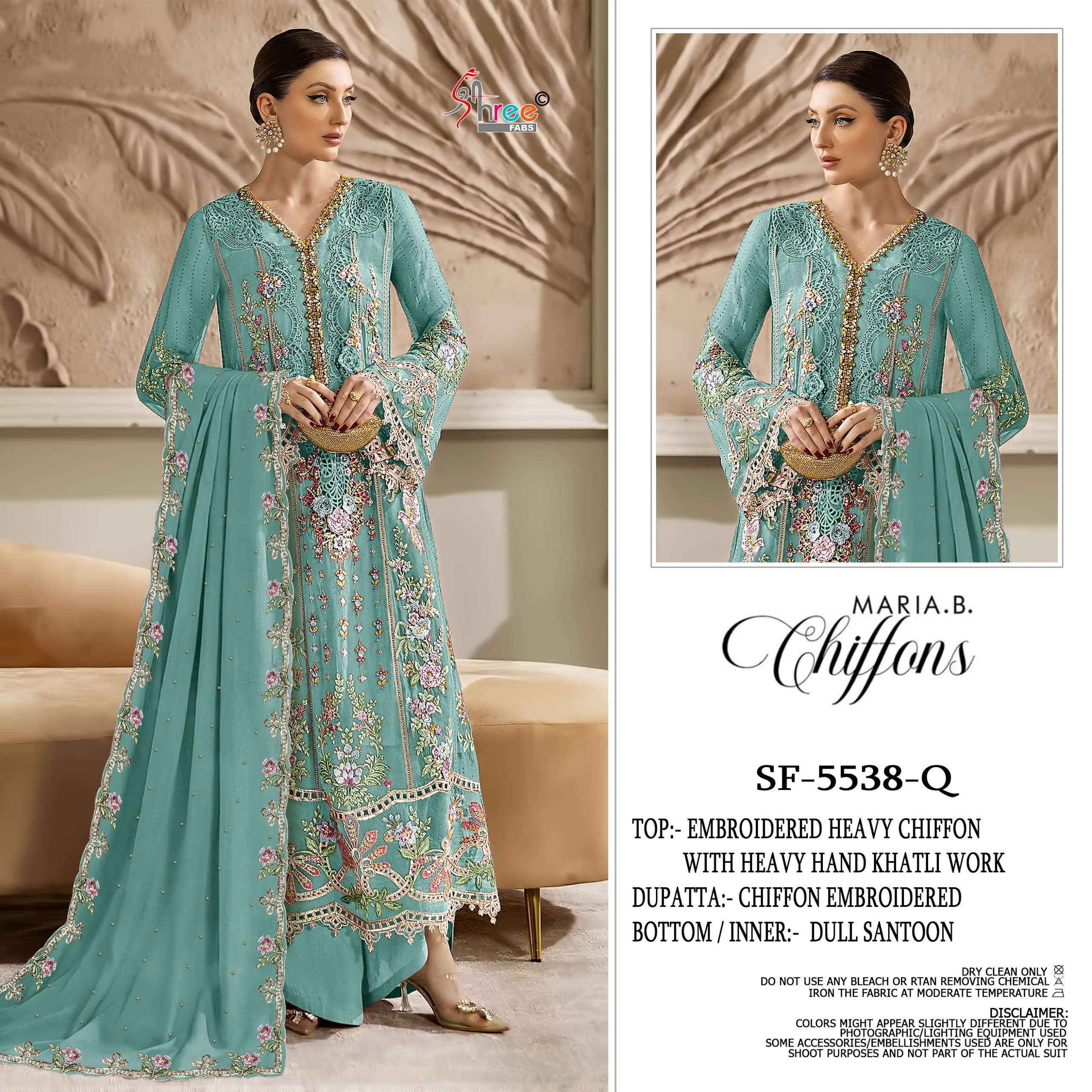 SHREE FABS SF 5538 PQRS CHIFFON HEAVY EMBROIDERY DESIGNER WEDDING WEAR PAKISTANI SUIT
