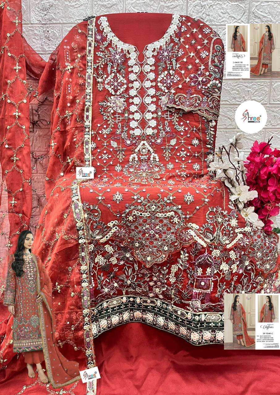 SHREE FABS SF 5540 CHIFFON HEAVY EMBROIDERED DESIGNER WEDDING WEAR PAKISTANI SUIT