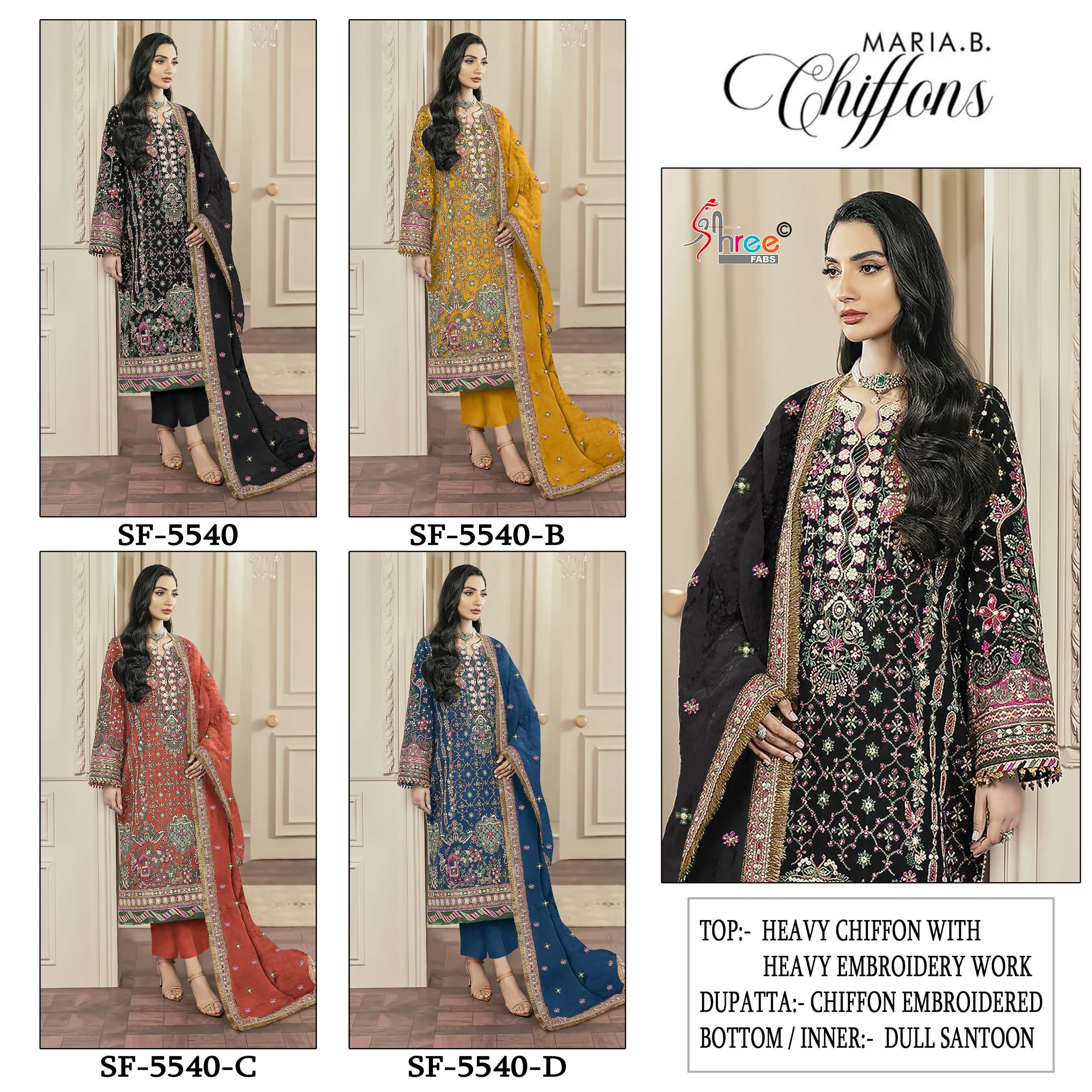 SHREE FABS SF 5540 CHIFFON HEAVY EMBROIDERED DESIGNER WEDDING WEAR PAKISTANI SUIT