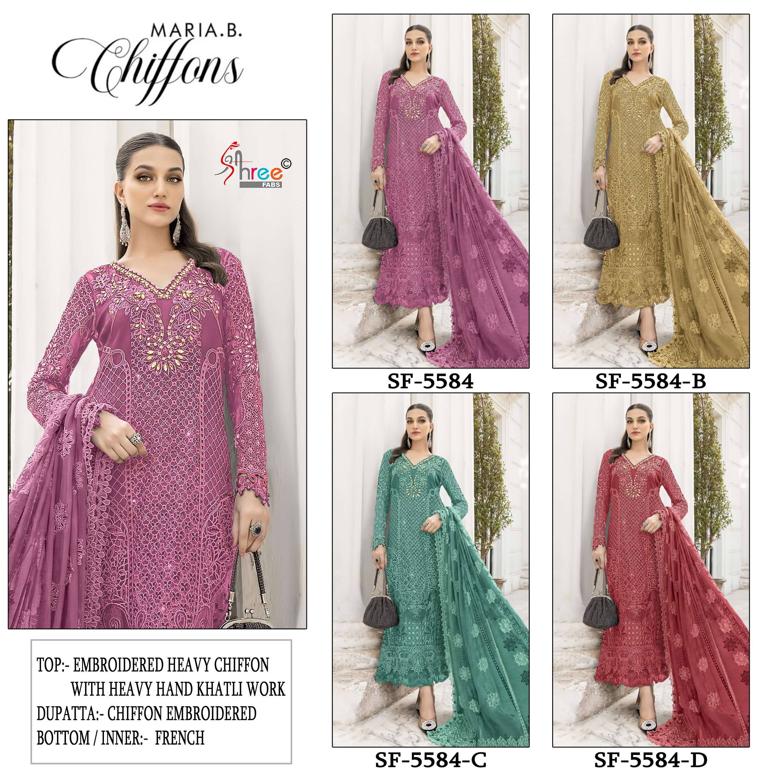 SHREE FABS SF 5584 CHIFFON HEAVY EMBROIDERED DESIGNER WEDDING WEAR PAKISTANI SUIT