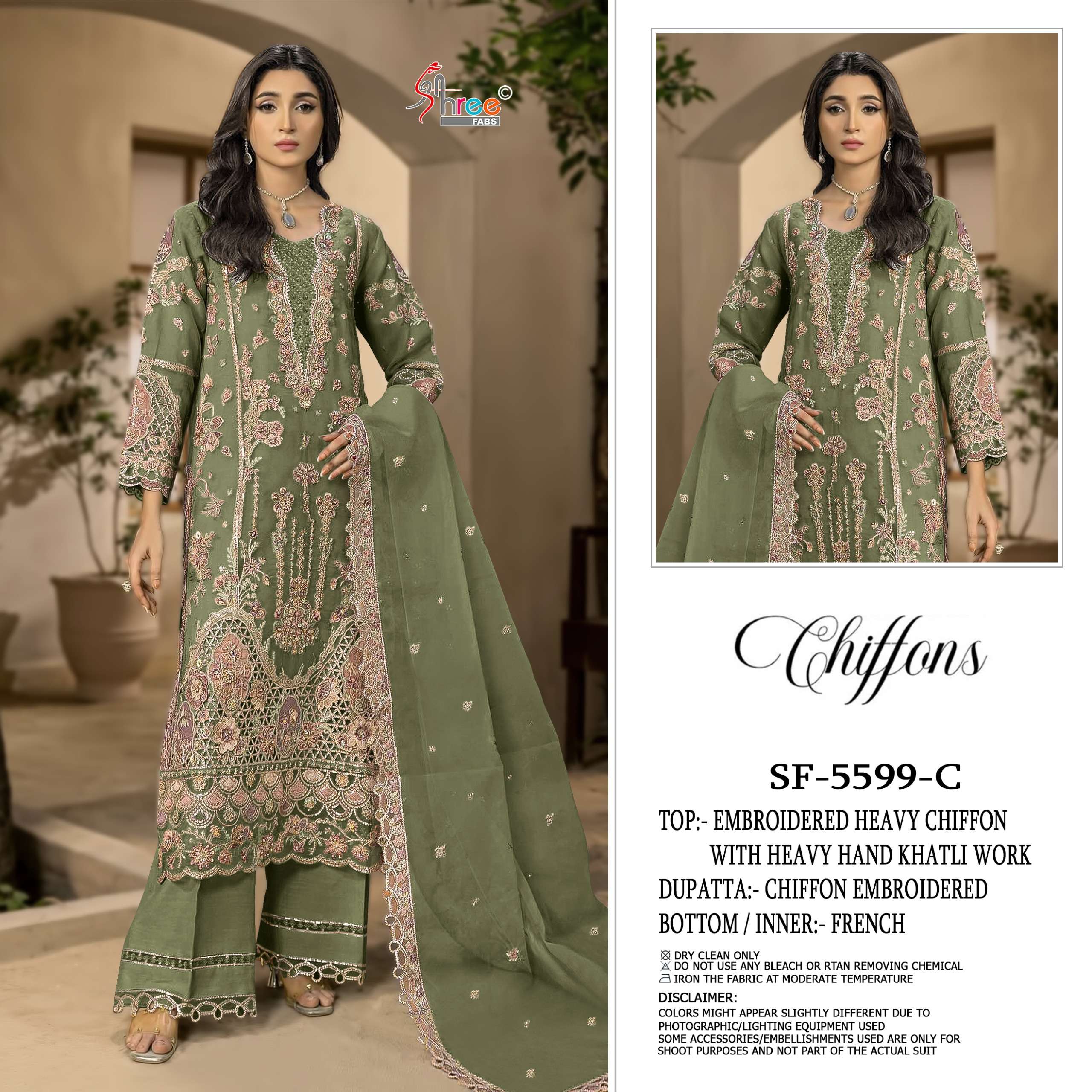 SHREE FABS SF 5599 CHIFFON HEAVY EMBROIDERED DESIGNER PAKISTANI SUIT
