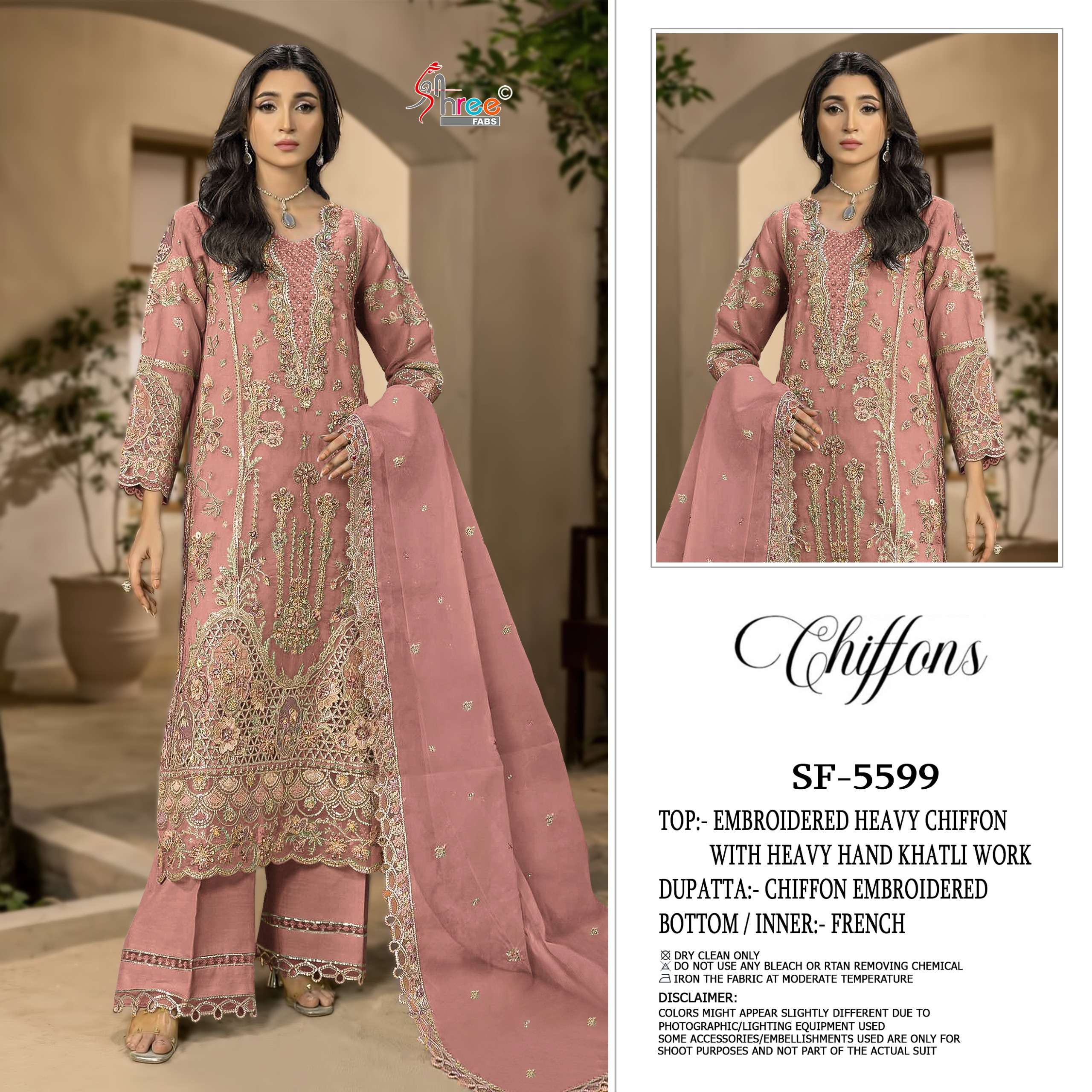 SHREE FABS SF 5599 CHIFFON HEAVY EMBROIDERED DESIGNER PAKISTANI SUIT