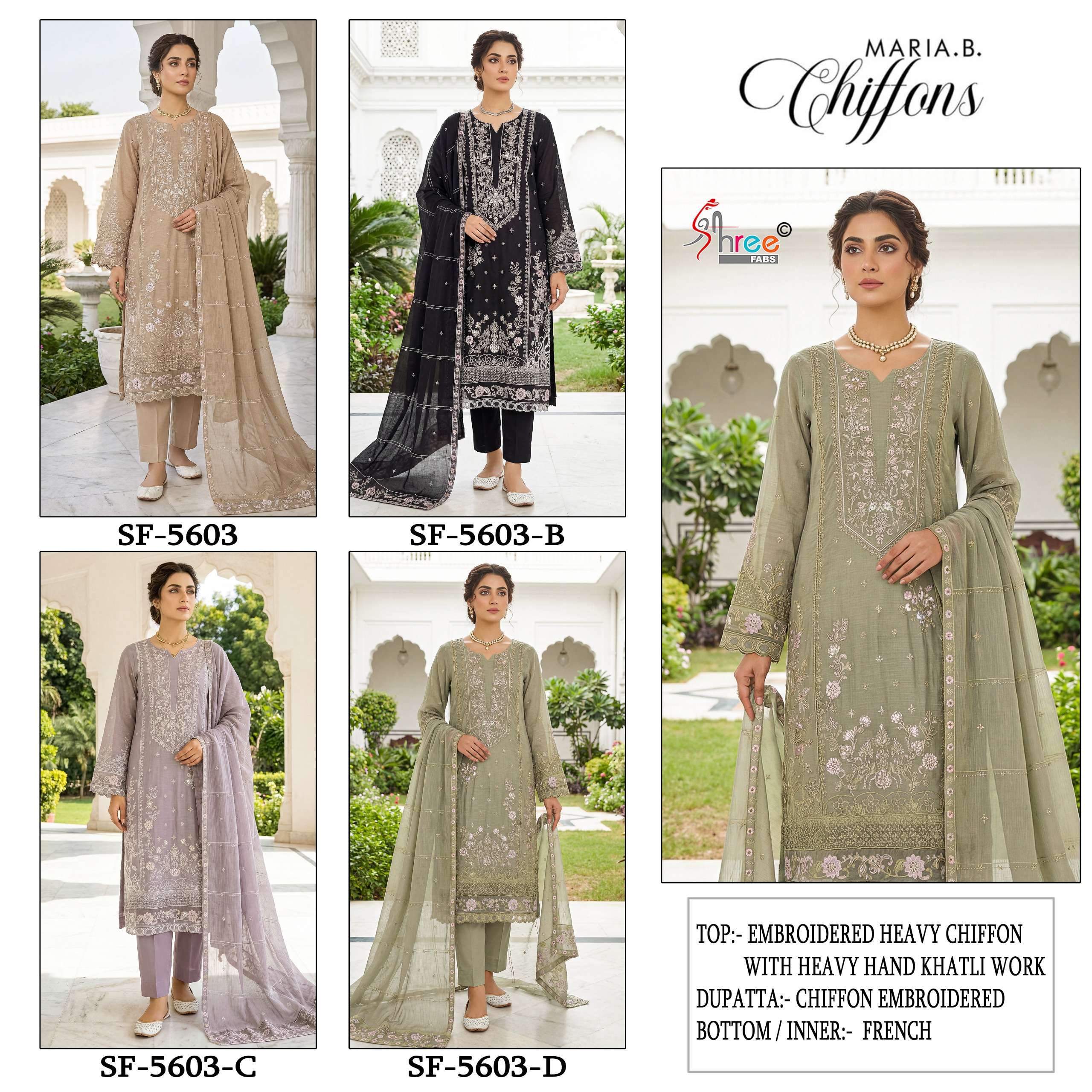 SHREE FABS SF 5603 CHIFFON HEAVY EMBROIDERED DESIGNER WEDDING WEAR PAKISTANI SUIT
