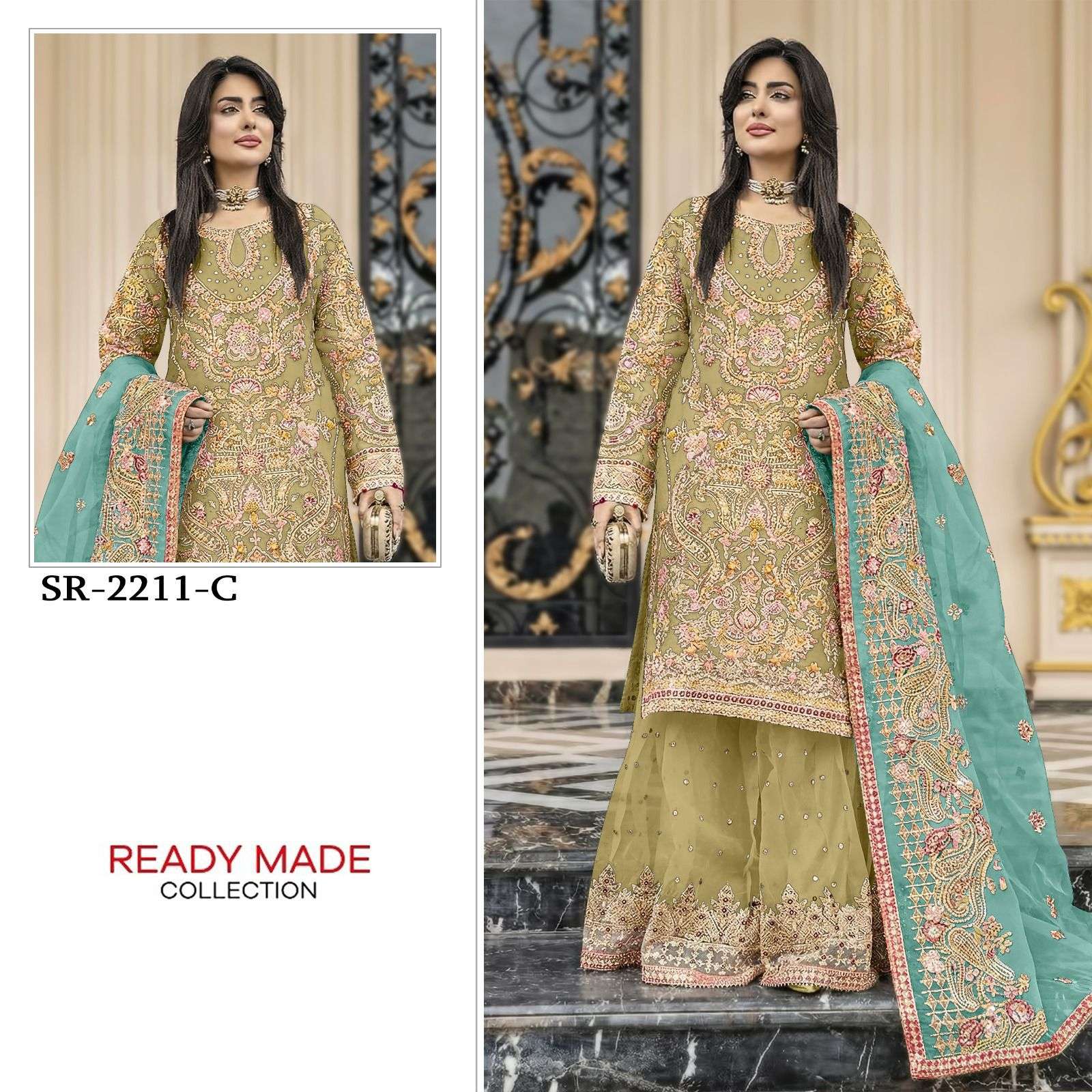 SHREE FABS SR 2211 CHIFFON HEAVY EMBROIDERED DESIGNER WEDDING WEAR PAKISTANI SUIT