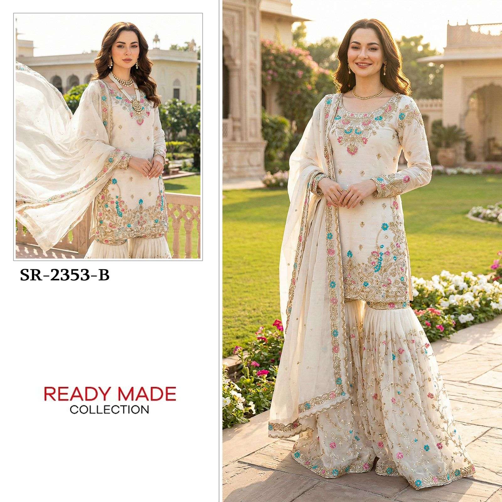 SHREE FABS SR 2353 SILK DESIGNER WEDDING WEAR SHARARA SUIT