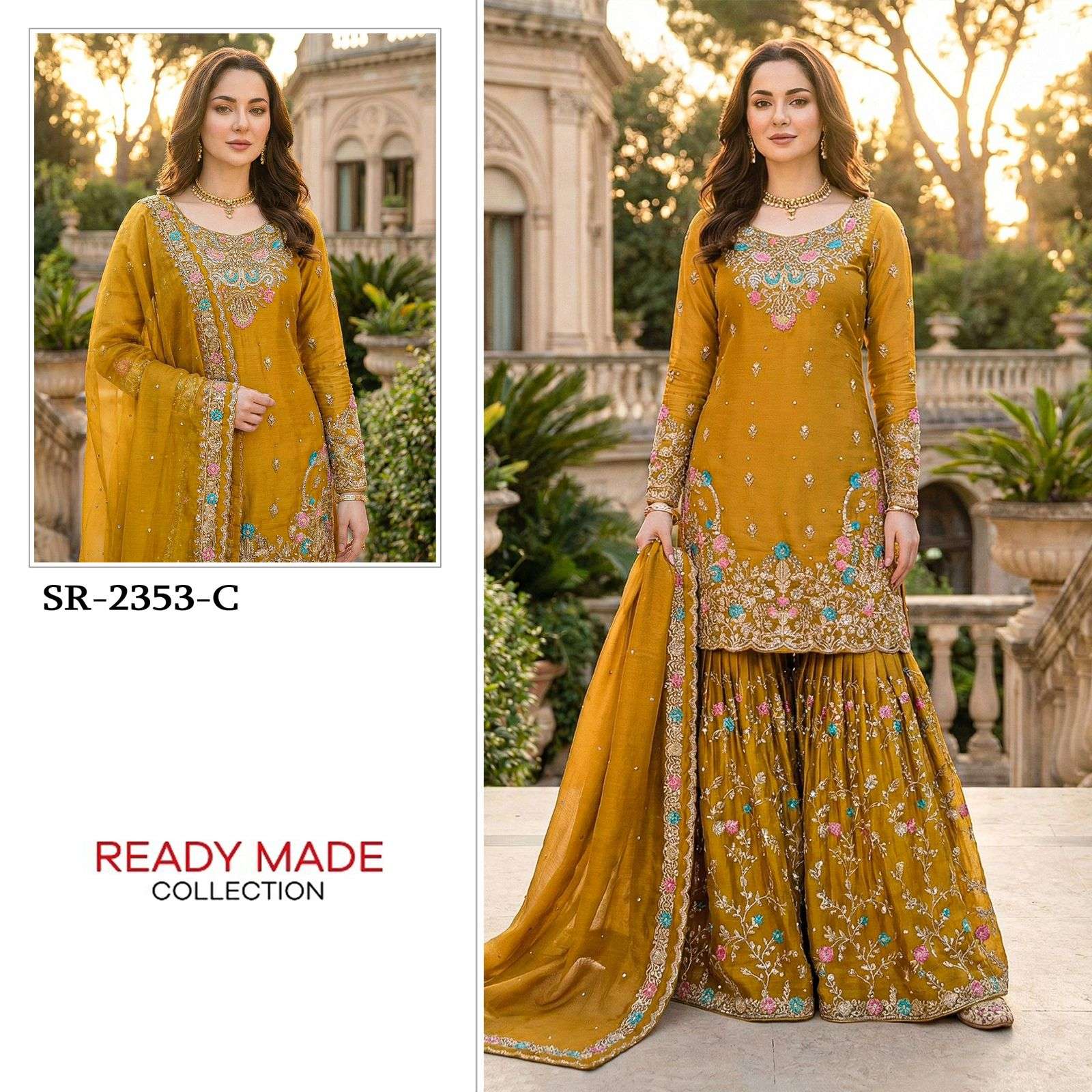 SHREE FABS SR 2353 SILK DESIGNER WEDDING WEAR SHARARA SUIT