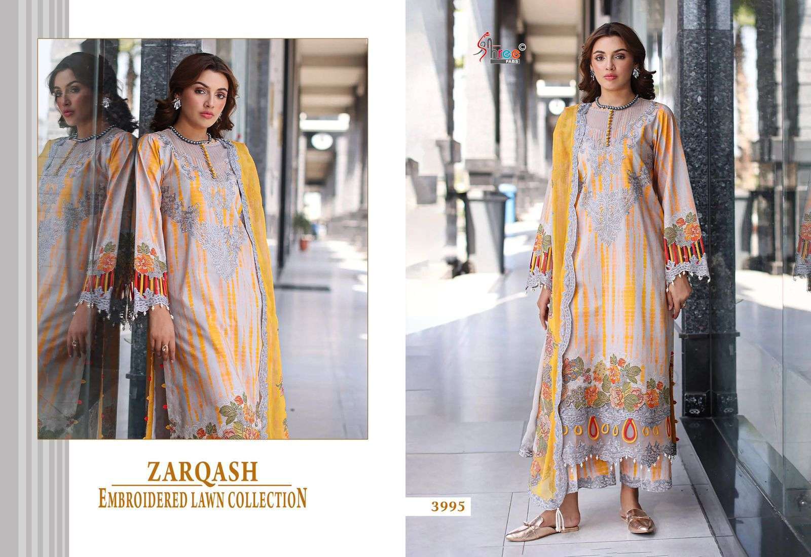 SHREE FABS ZARQASH  EMBRODERD LAWN COLLECTION PAKISTANI SALWAR KAMEEZ 