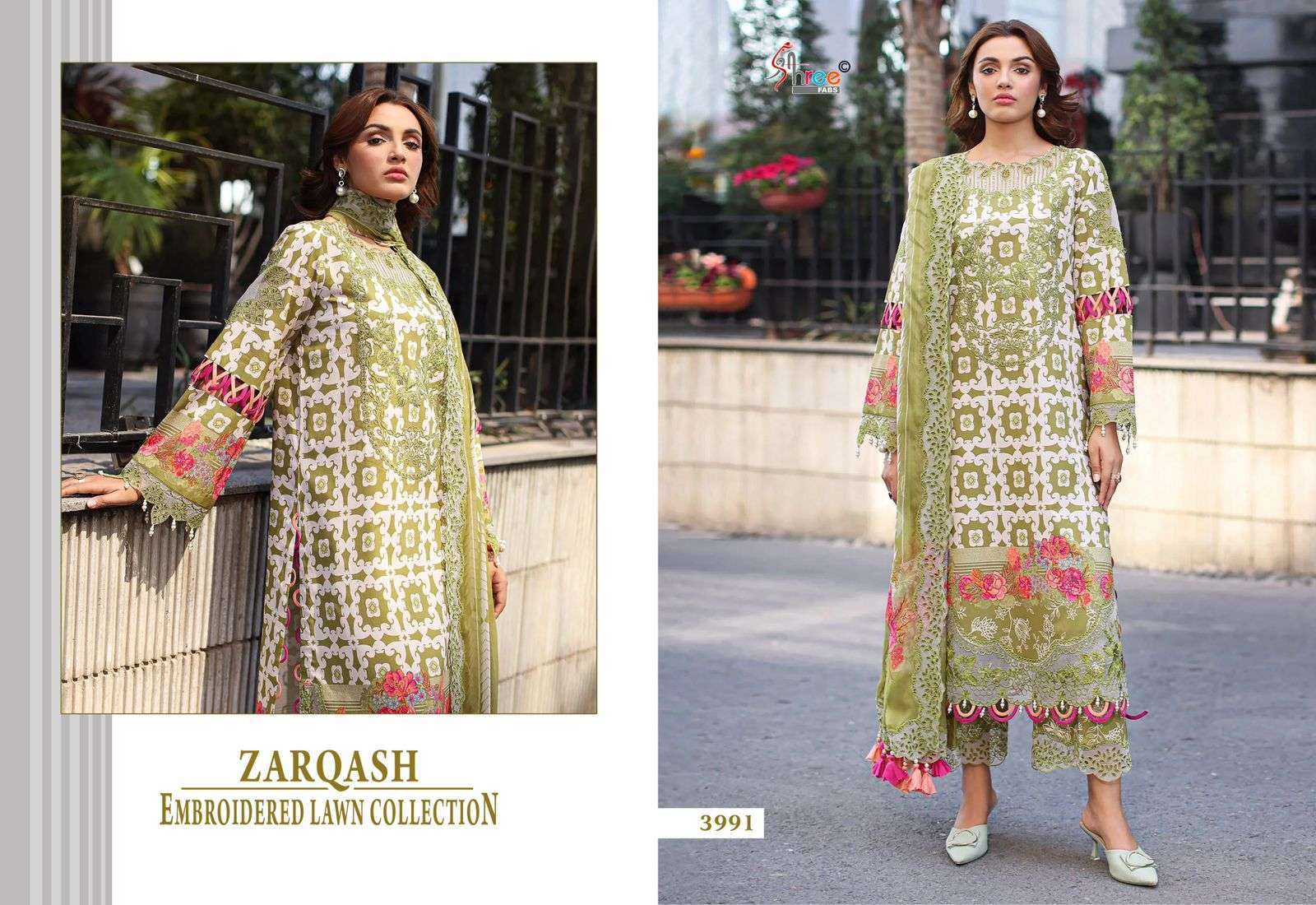 SHREE FABS ZARQASH  EMBRODERD LAWN COLLECTION PAKISTANI SALWAR KAMEEZ 