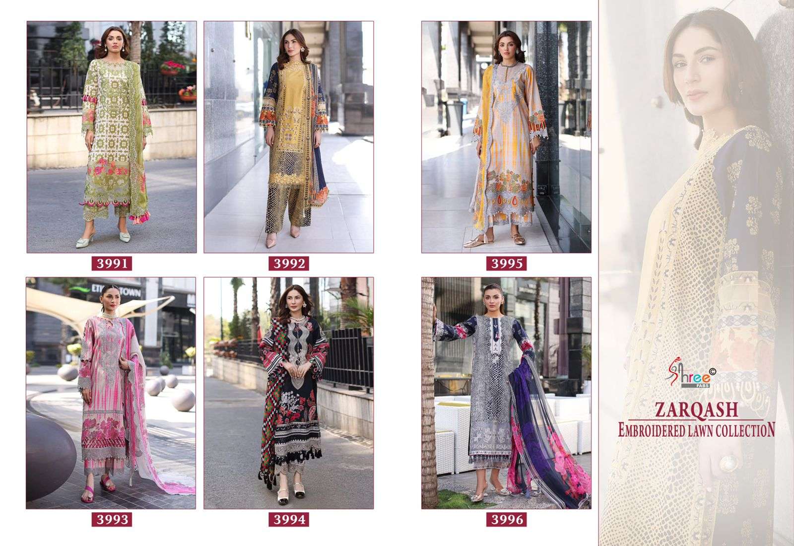 SHREE FABS ZARQASH  EMBRODERD LAWN COLLECTION PAKISTANI SALWAR KAMEEZ 