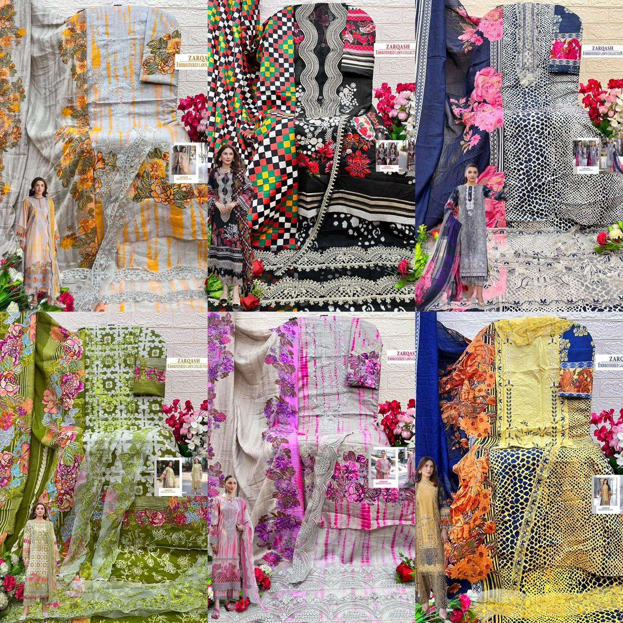 SHREE FABS ZARQASH  EMBRODERD LAWN COLLECTION PAKISTANI SALWAR KAMEEZ 