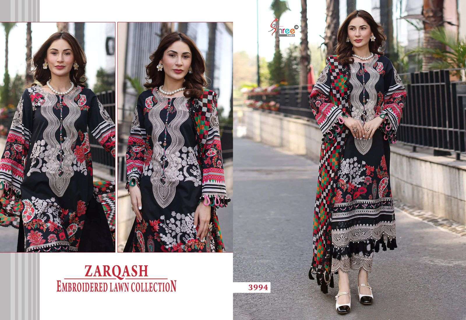 SHREE FABS ZARQASH  EMBRODERD LAWN COLLECTION PAKISTANI SALWAR KAMEEZ 