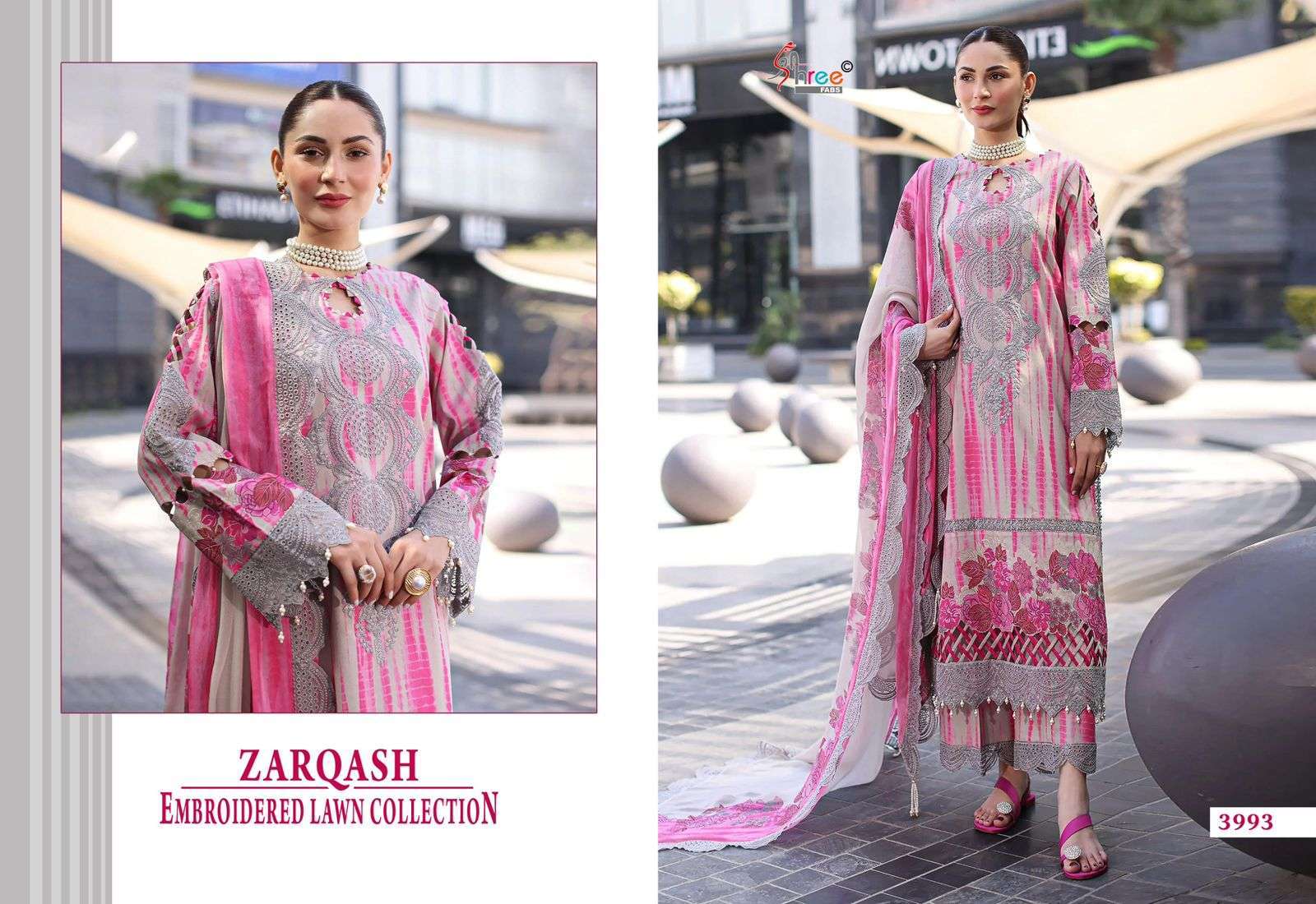 SHREE FABS ZARQASH  EMBRODERD LAWN COLLECTION PAKISTANI SALWAR KAMEEZ 