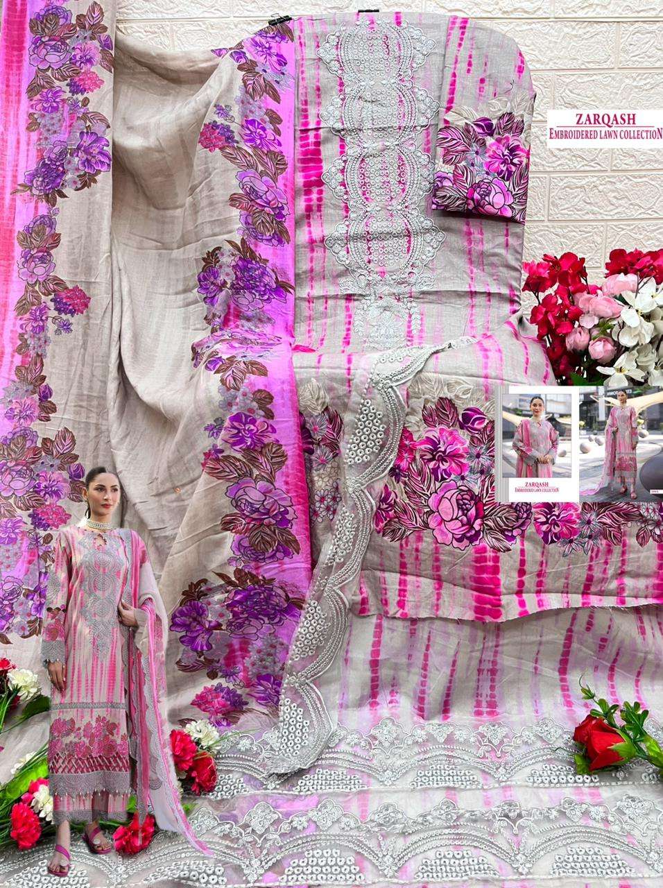 SHREE FABS ZARQASH  EMBRODERD LAWN COLLECTION PAKISTANI SALWAR KAMEEZ 