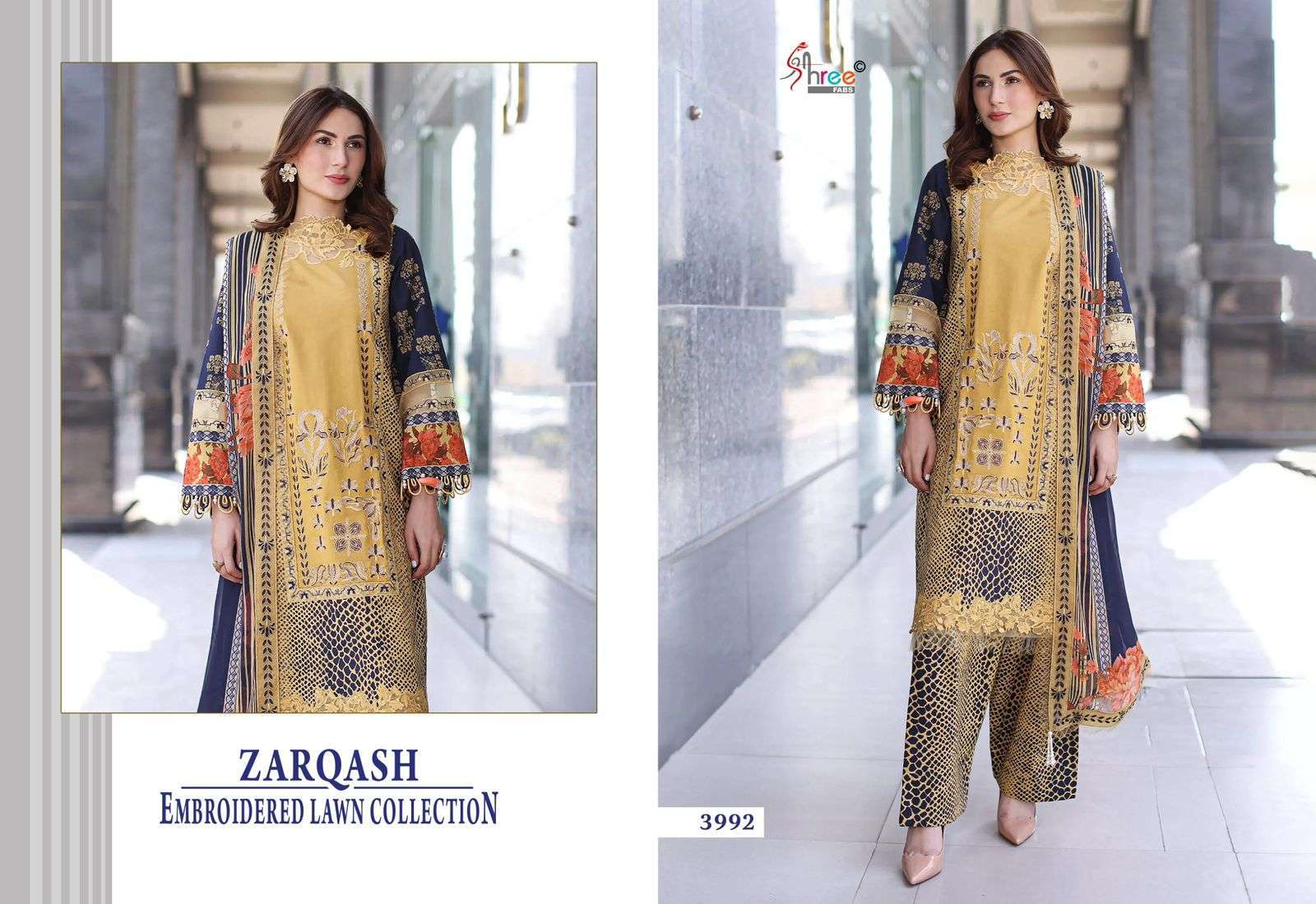SHREE FABS ZARQASH  EMBRODERD LAWN COLLECTION PAKISTANI SALWAR KAMEEZ 