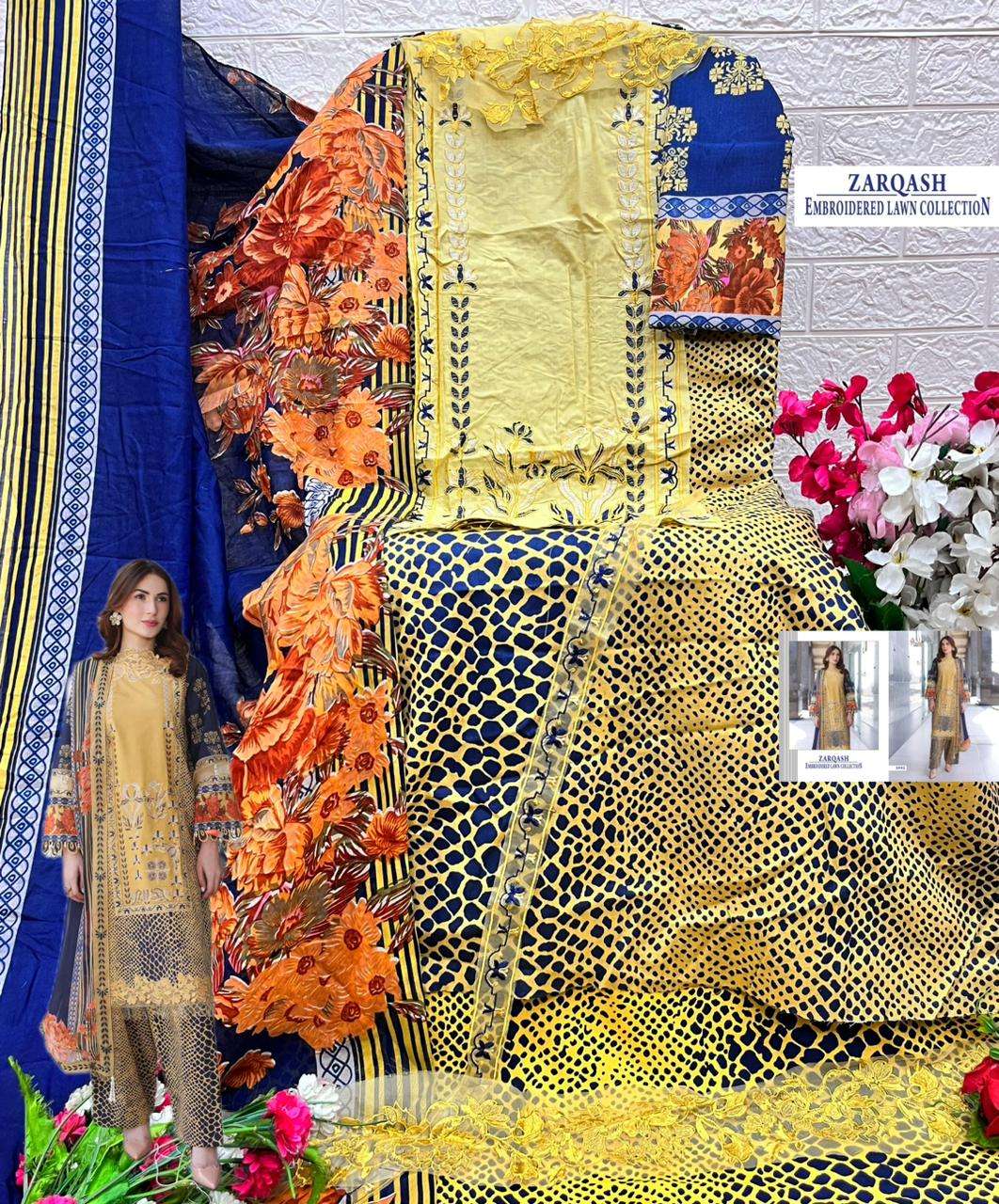 SHREE FABS ZARQASH  EMBRODERD LAWN COLLECTION PAKISTANI SALWAR KAMEEZ 