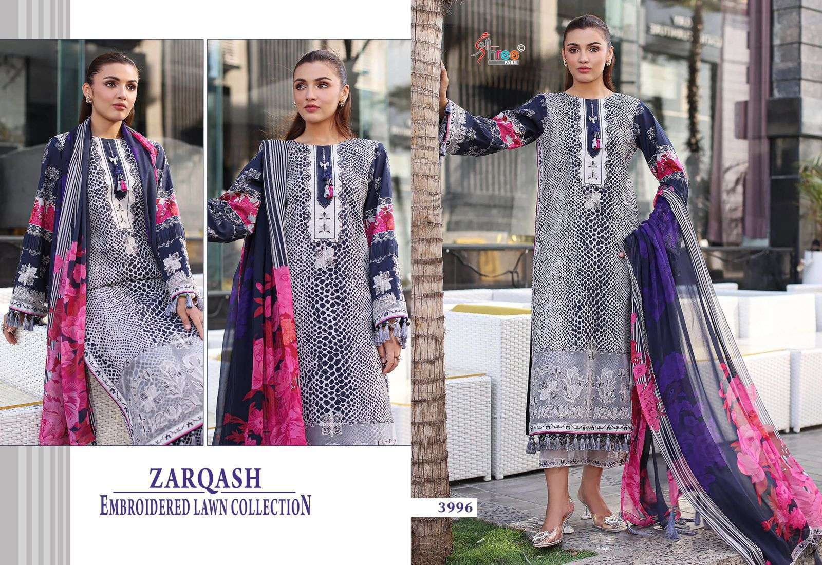 SHREE FABS ZARQASH  EMBRODERD LAWN COLLECTION PAKISTANI SALWAR KAMEEZ 