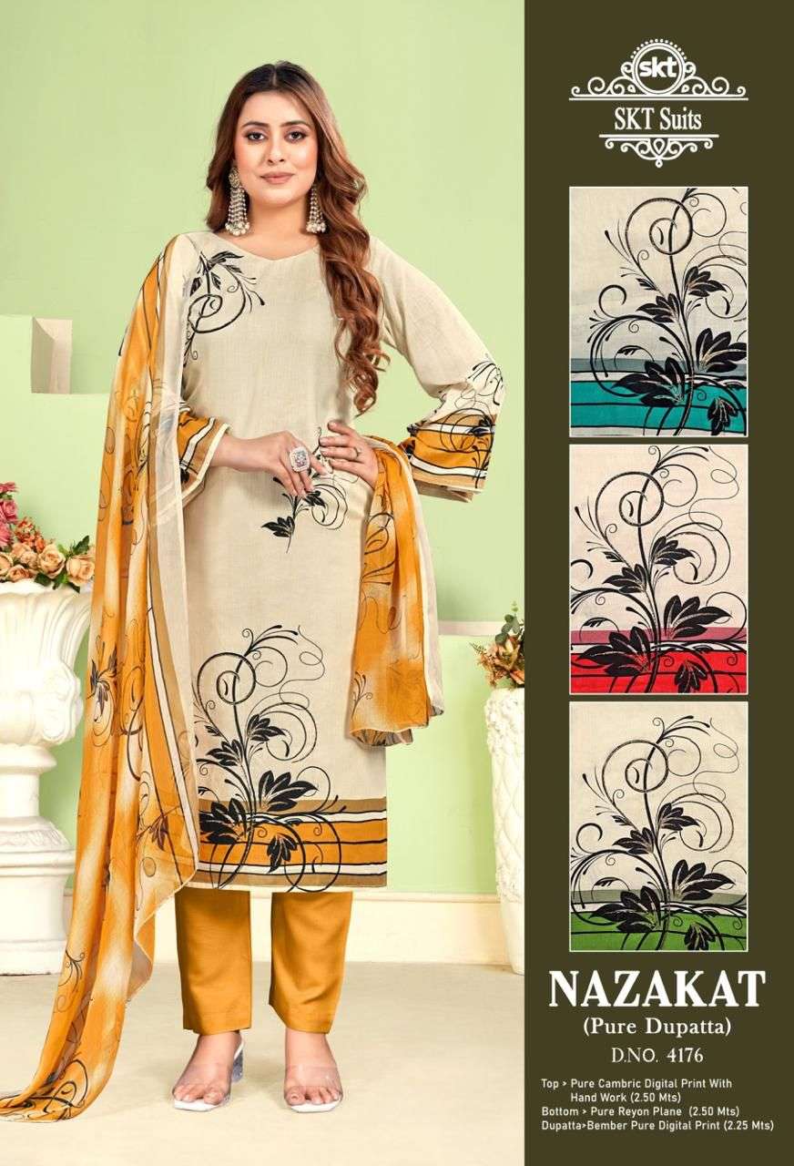 SKT SUITS RUBANA COTTON DESIGNER PRINT WITH HAND WORK DESIGNER SUIT