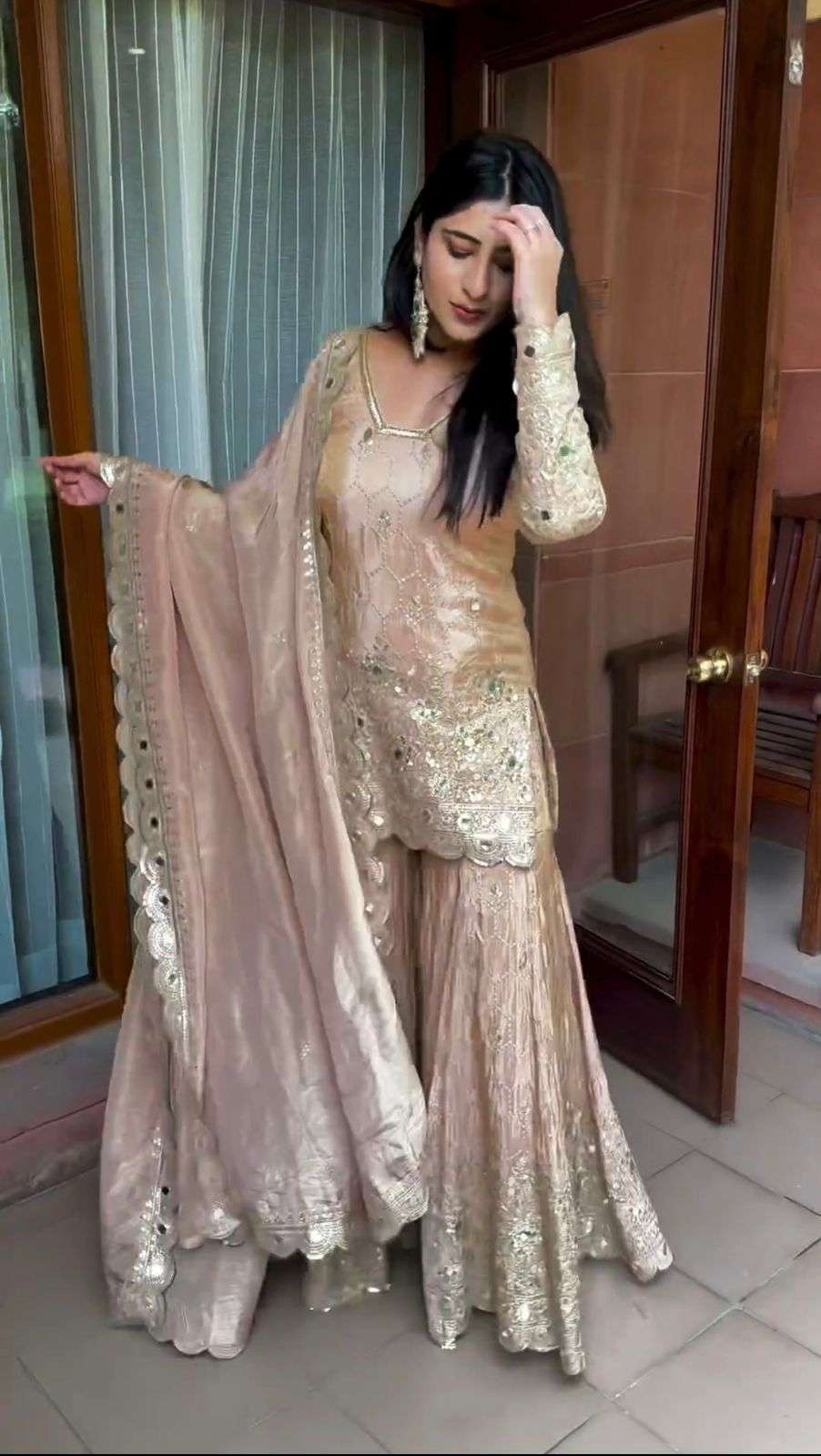 SR 1616 SILK GORGEOUS PARTY WEAR DESIGNER LOOK SHARARA SUIT