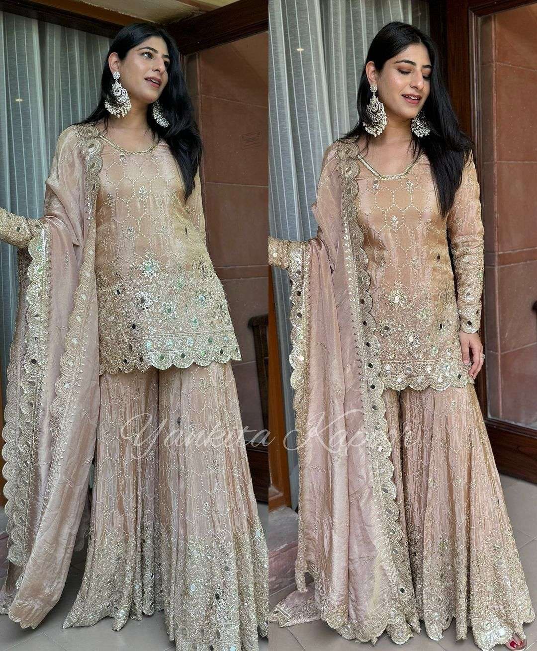 SR 1616 SILK GORGEOUS PARTY WEAR DESIGNER LOOK SHARARA SUIT