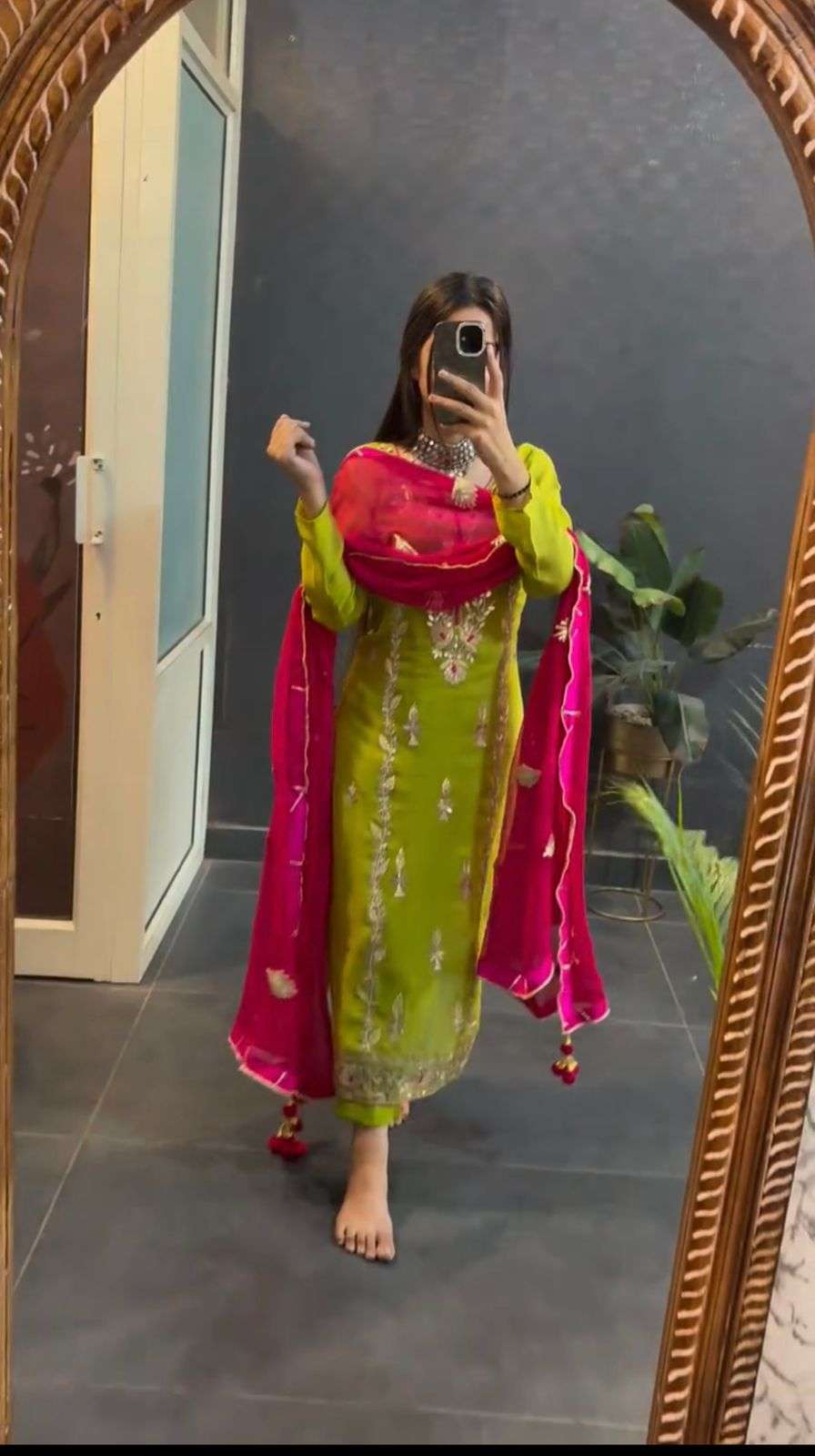 SR 1662 PARTY WEAR LOOK LADIES TOP BOTTOM AND DUPATTA SET 