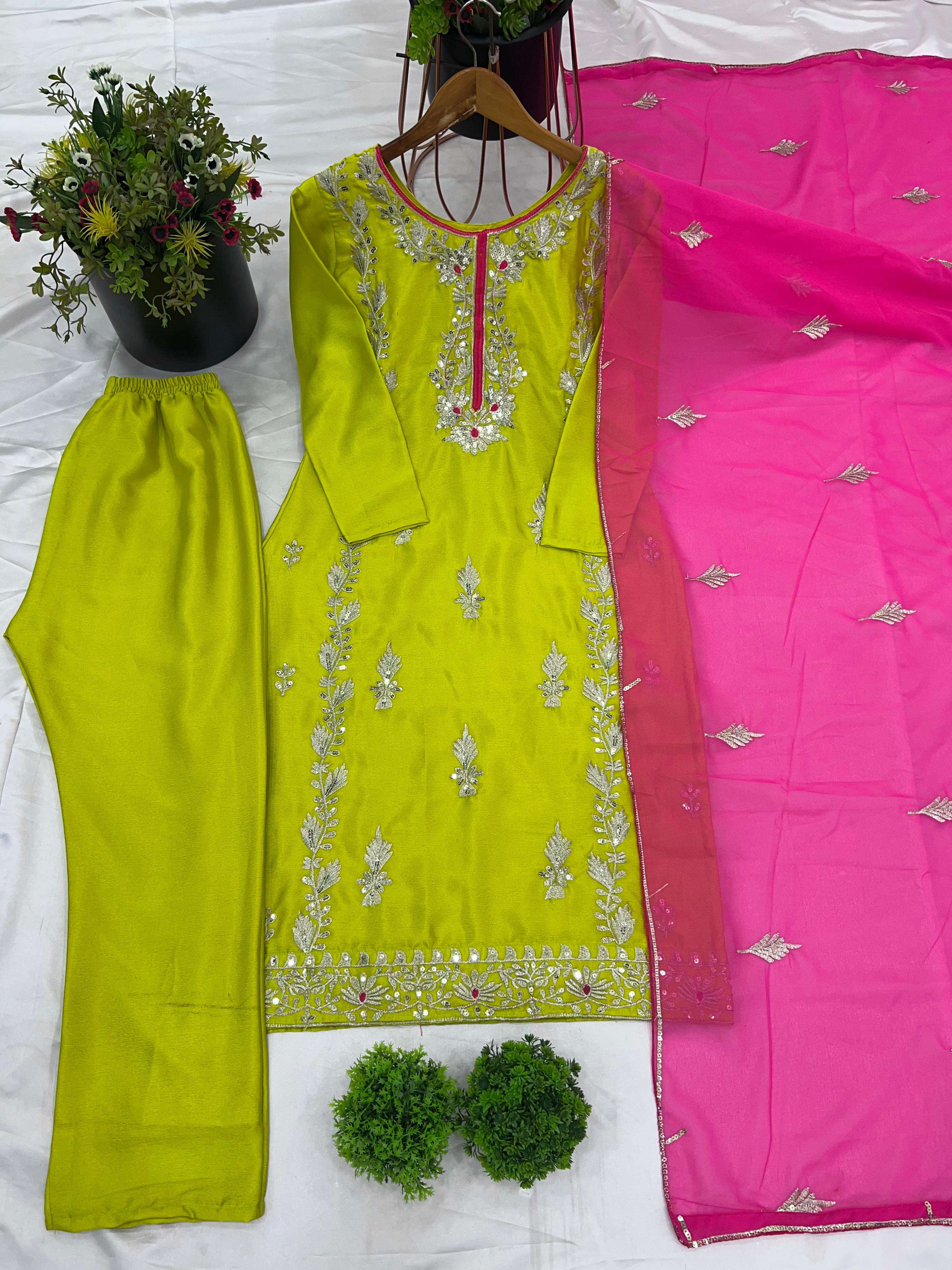 SR 1662 PARTY WEAR LOOK LADIES TOP BOTTOM AND DUPATTA SET 