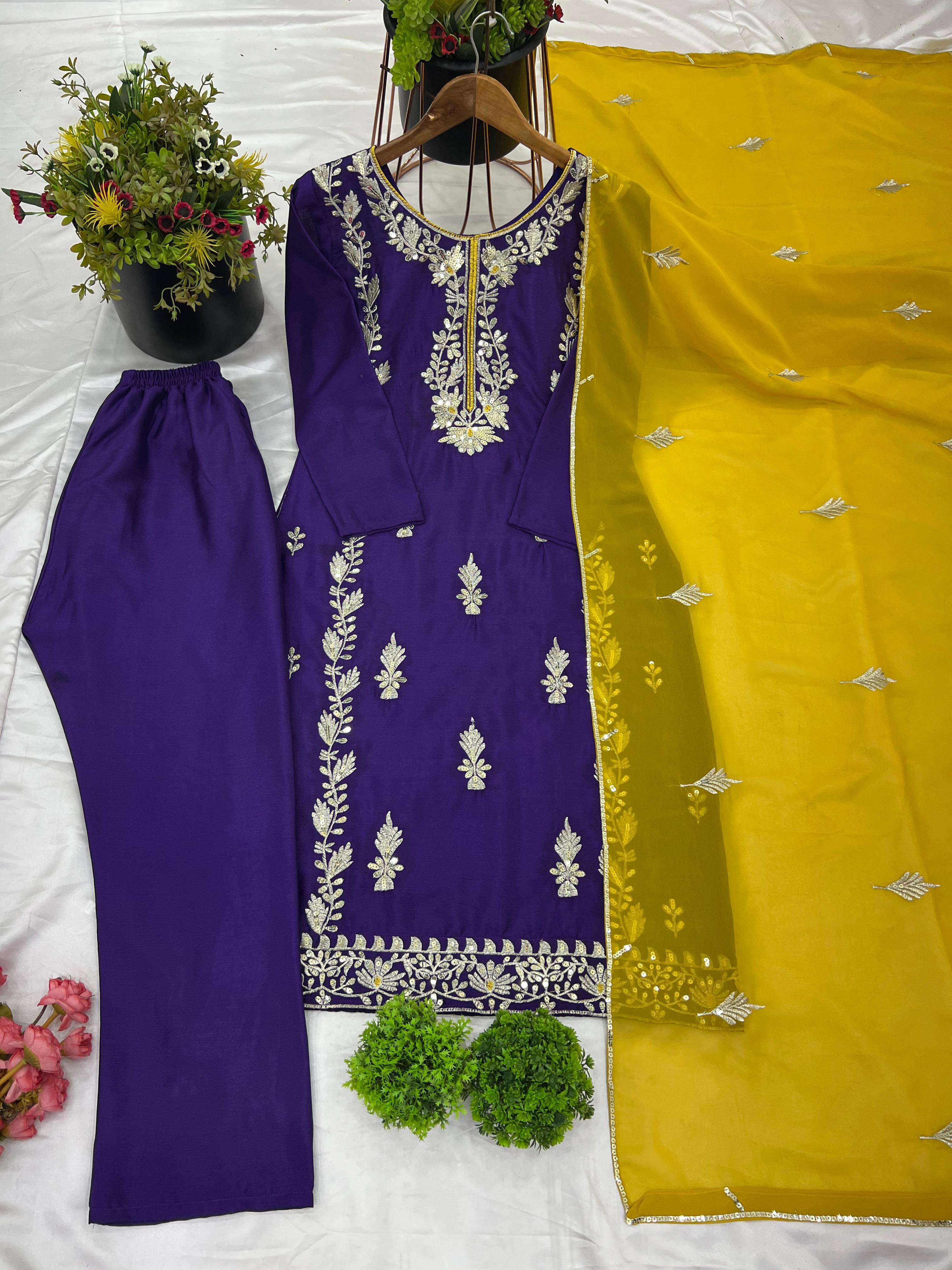 SR 1662 PARTY WEAR LOOK LADIES TOP BOTTOM AND DUPATTA SET 