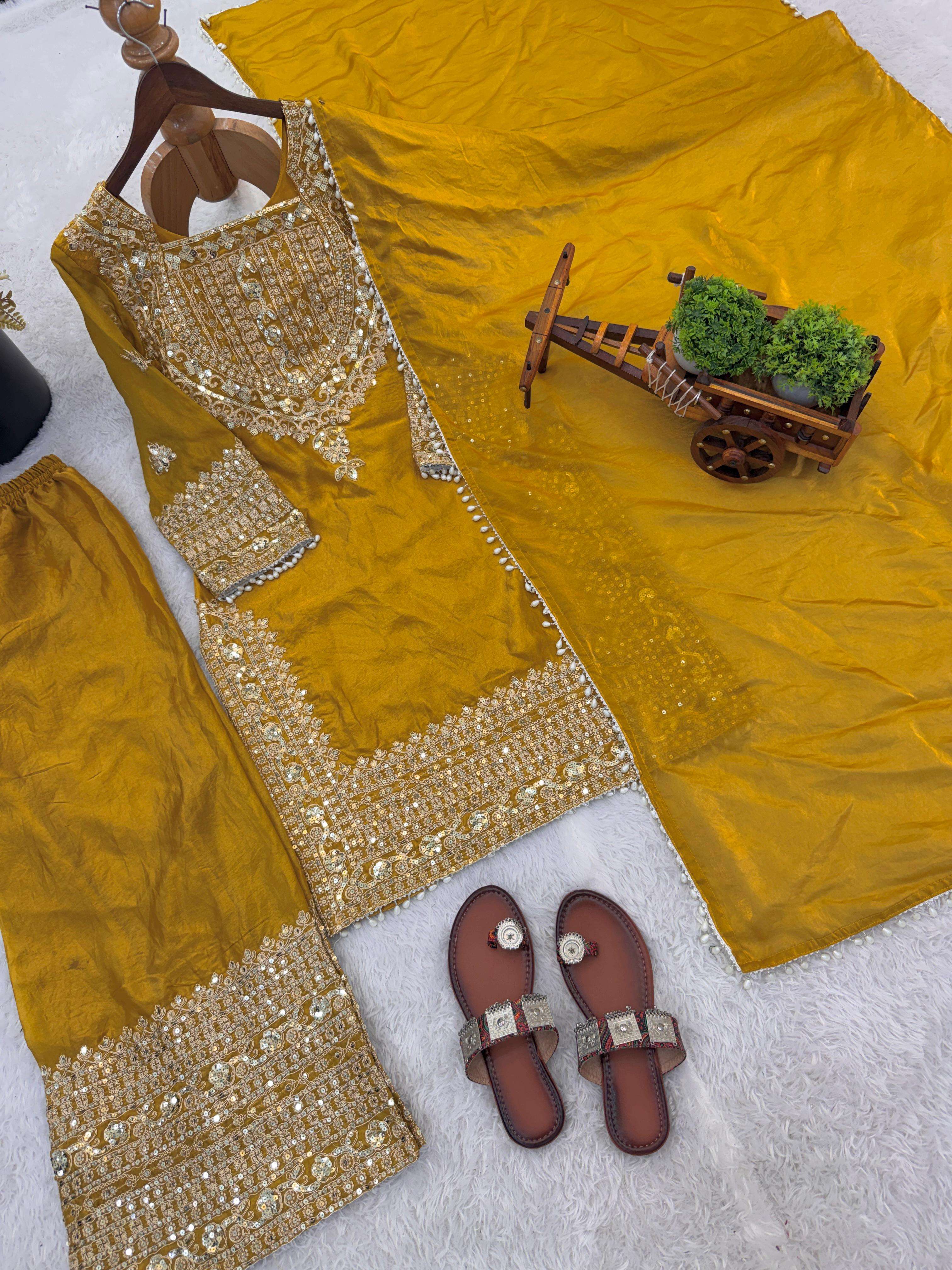 SR 1705 SILK BEAUTIFUL DESIGNER LOOK PARTY WEAR LADIES SHARARA SUIT