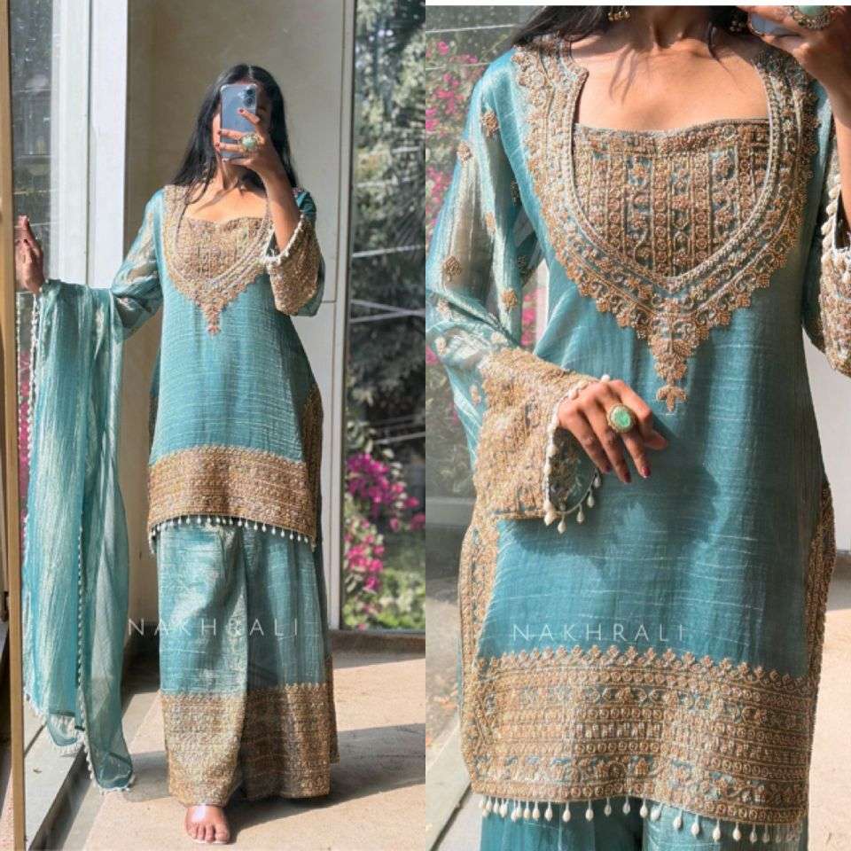 SR 1705 SILK BEAUTIFUL DESIGNER LOOK PARTY WEAR LADIES SHARARA SUIT