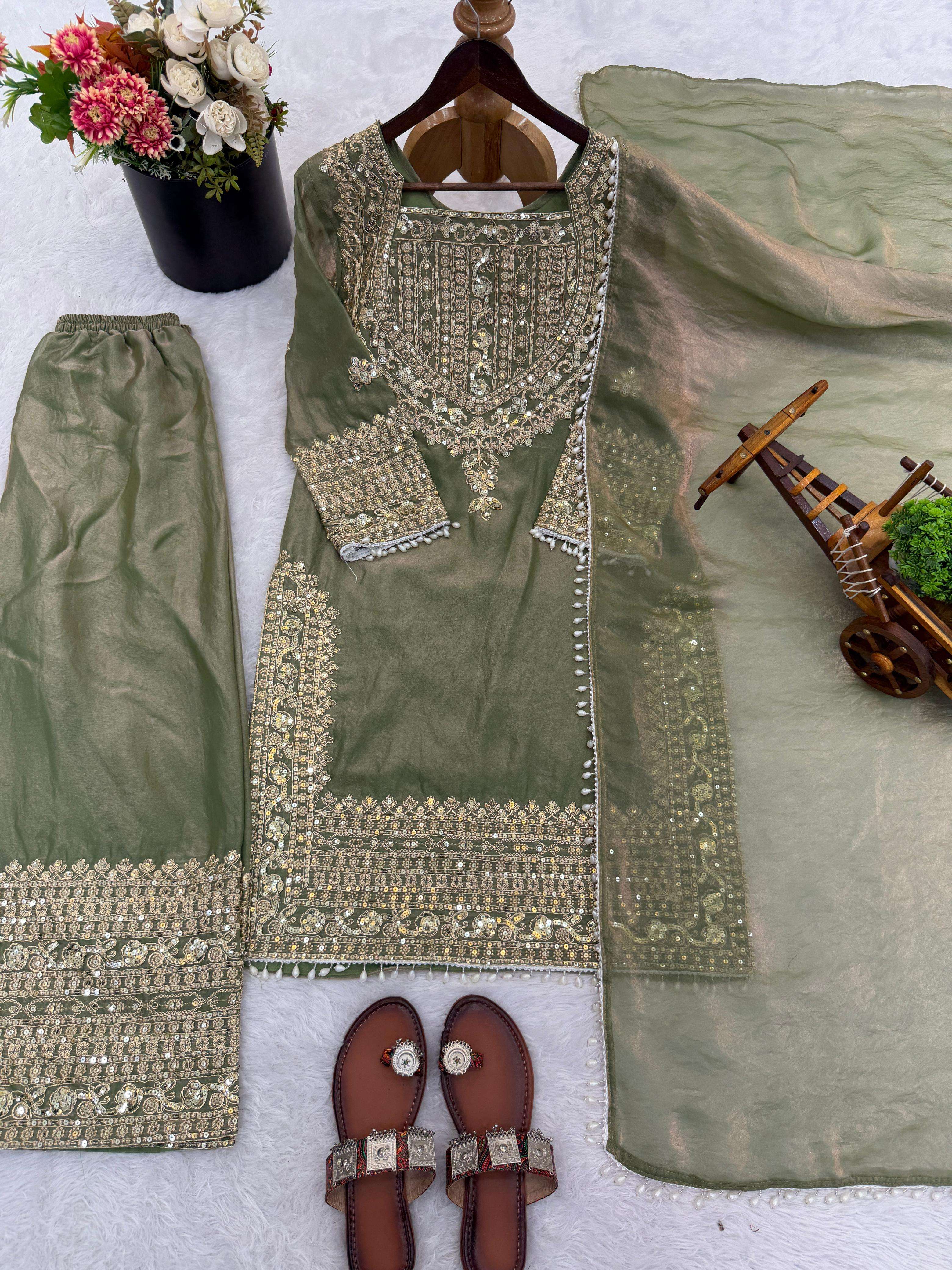 SR 1705 SILK BEAUTIFUL DESIGNER LOOK PARTY WEAR LADIES SHARARA SUIT