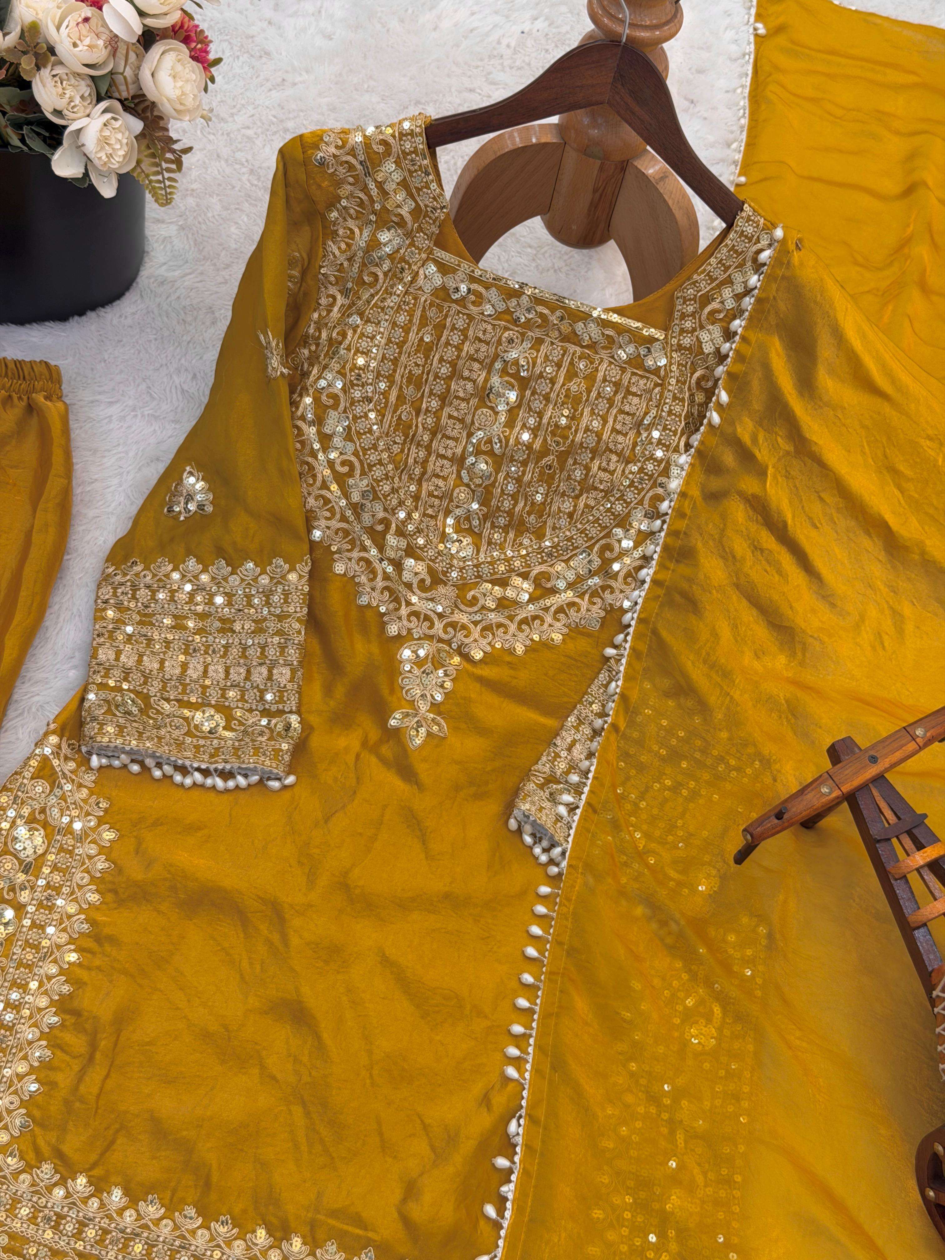 SR 1705 SILK BEAUTIFUL DESIGNER LOOK PARTY WEAR LADIES SHARARA SUIT