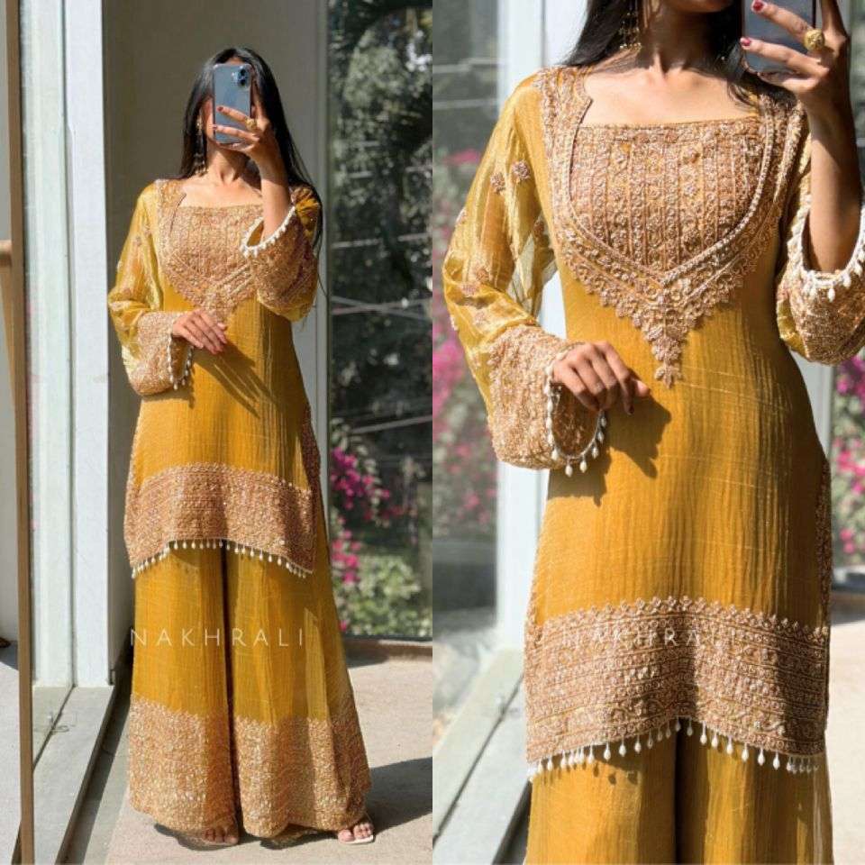 SR 1705 SILK BEAUTIFUL DESIGNER LOOK PARTY WEAR LADIES SHARARA SUIT