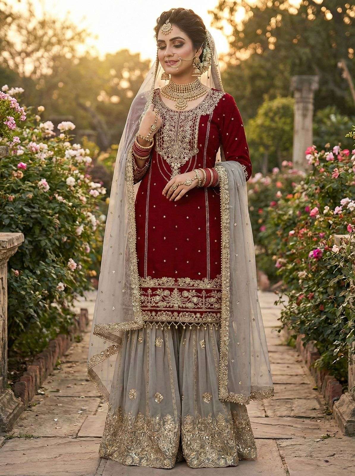 SR 1706 GEORGETTE EMBROIDERY DESIGNER WORK FESTIVE WEAR LADIES SUIT