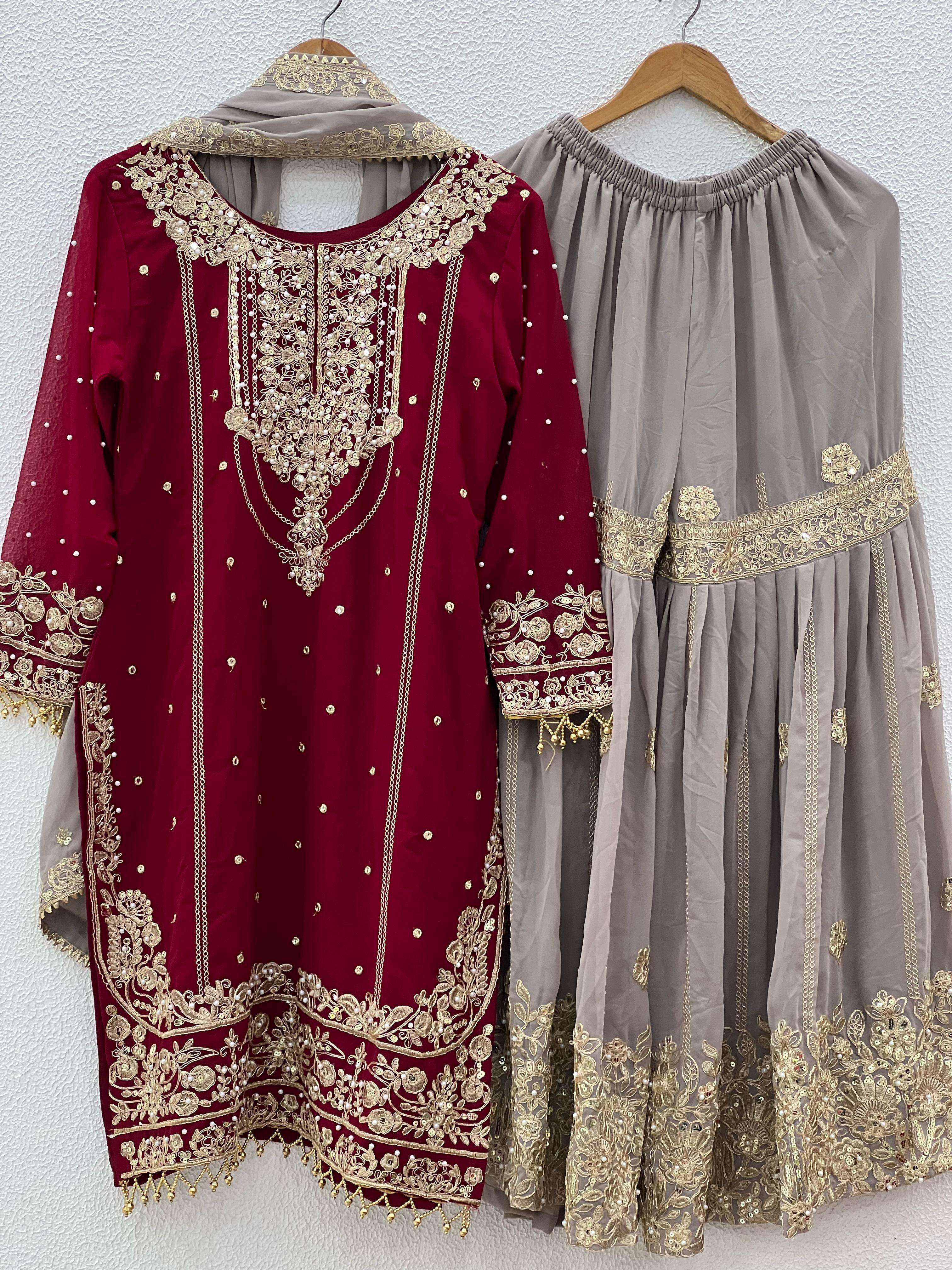 SR 1706 GEORGETTE EMBROIDERY DESIGNER WORK FESTIVE WEAR LADIES SUIT