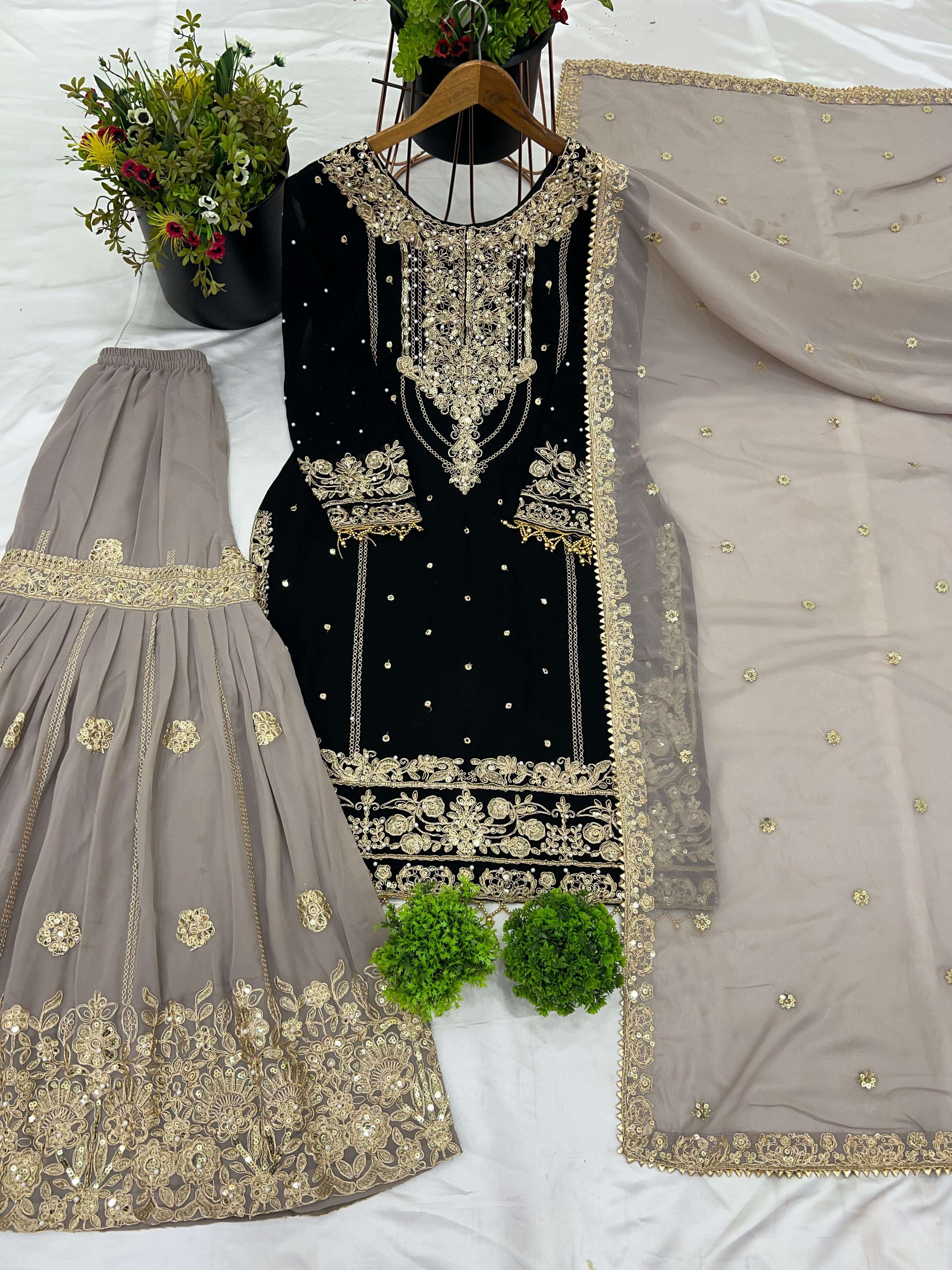 SR 1706 GEORGETTE EMBROIDERY DESIGNER WORK FESTIVE WEAR LADIES SUIT