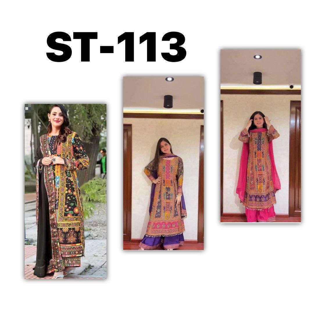 ST 113 GEORGETTE DIGITAL PRINT WITH DESIGNER WORK READY MADE LADIES SUIT