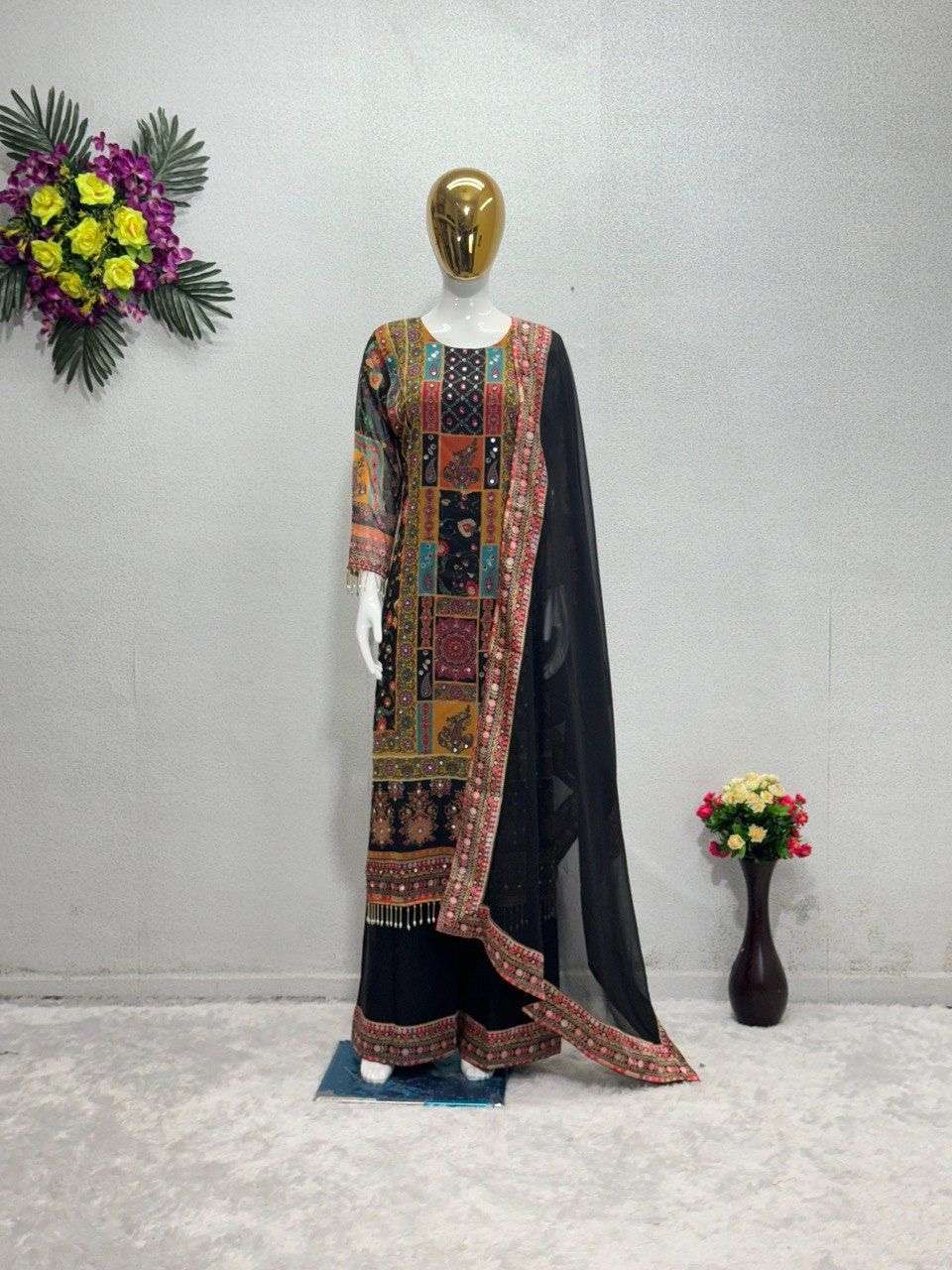 ST 113 GEORGETTE DIGITAL PRINT WITH DESIGNER WORK READY MADE LADIES SUIT