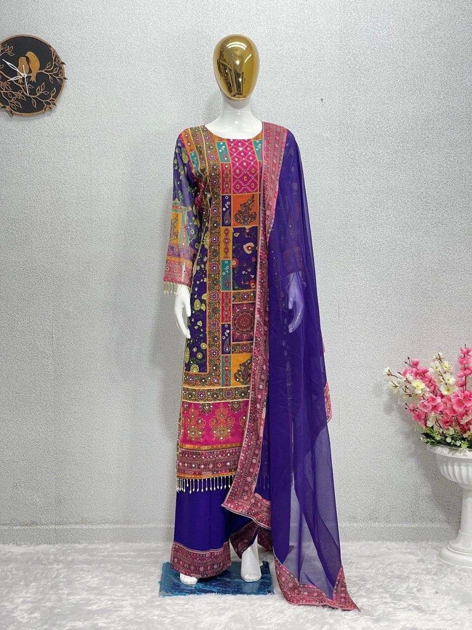 ST 113 GEORGETTE DIGITAL PRINT WITH DESIGNER WORK READY MADE LADIES SUIT