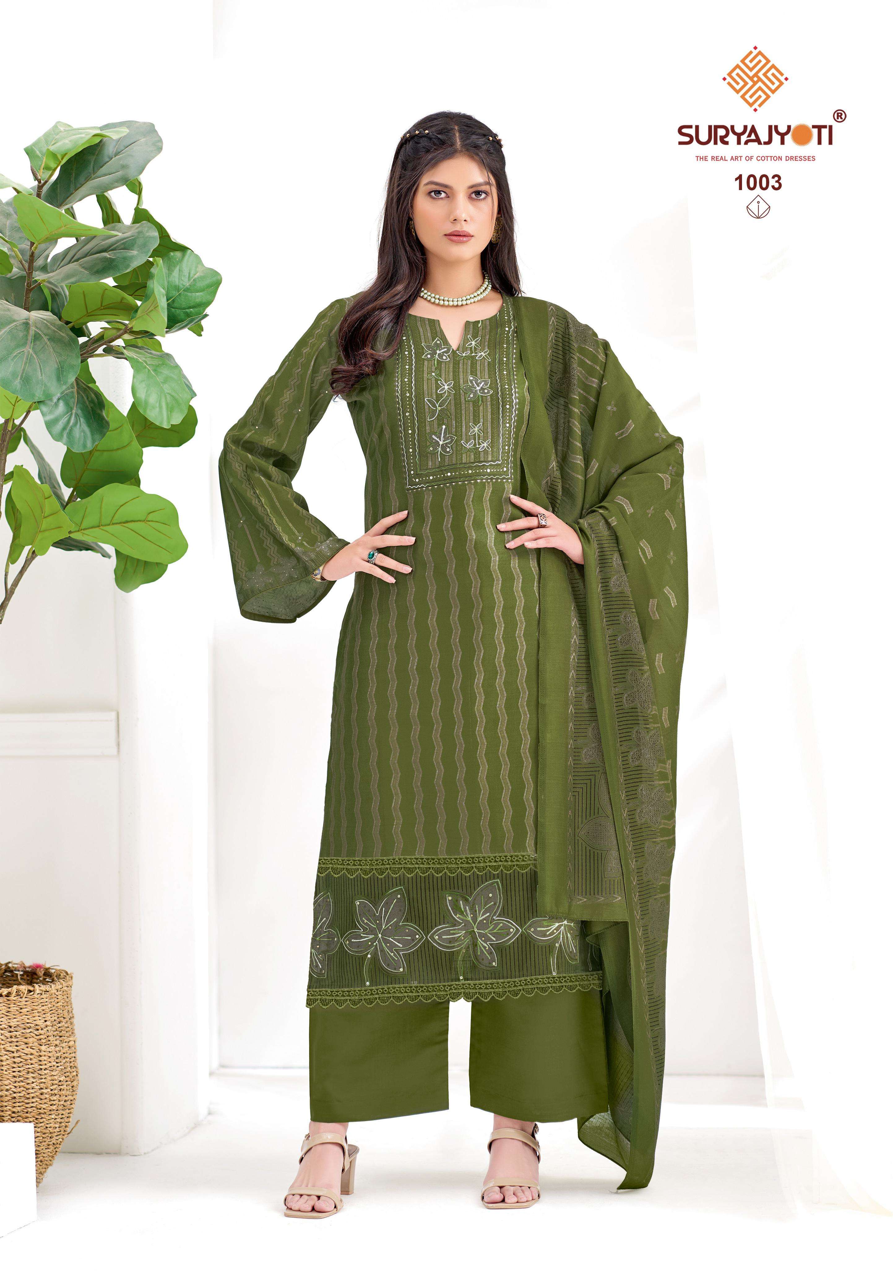 SURYAJYOTI CHAKORI VOL 1 VISCOSE FOIL PRINT WITH FANCY HAND WORK SUIT