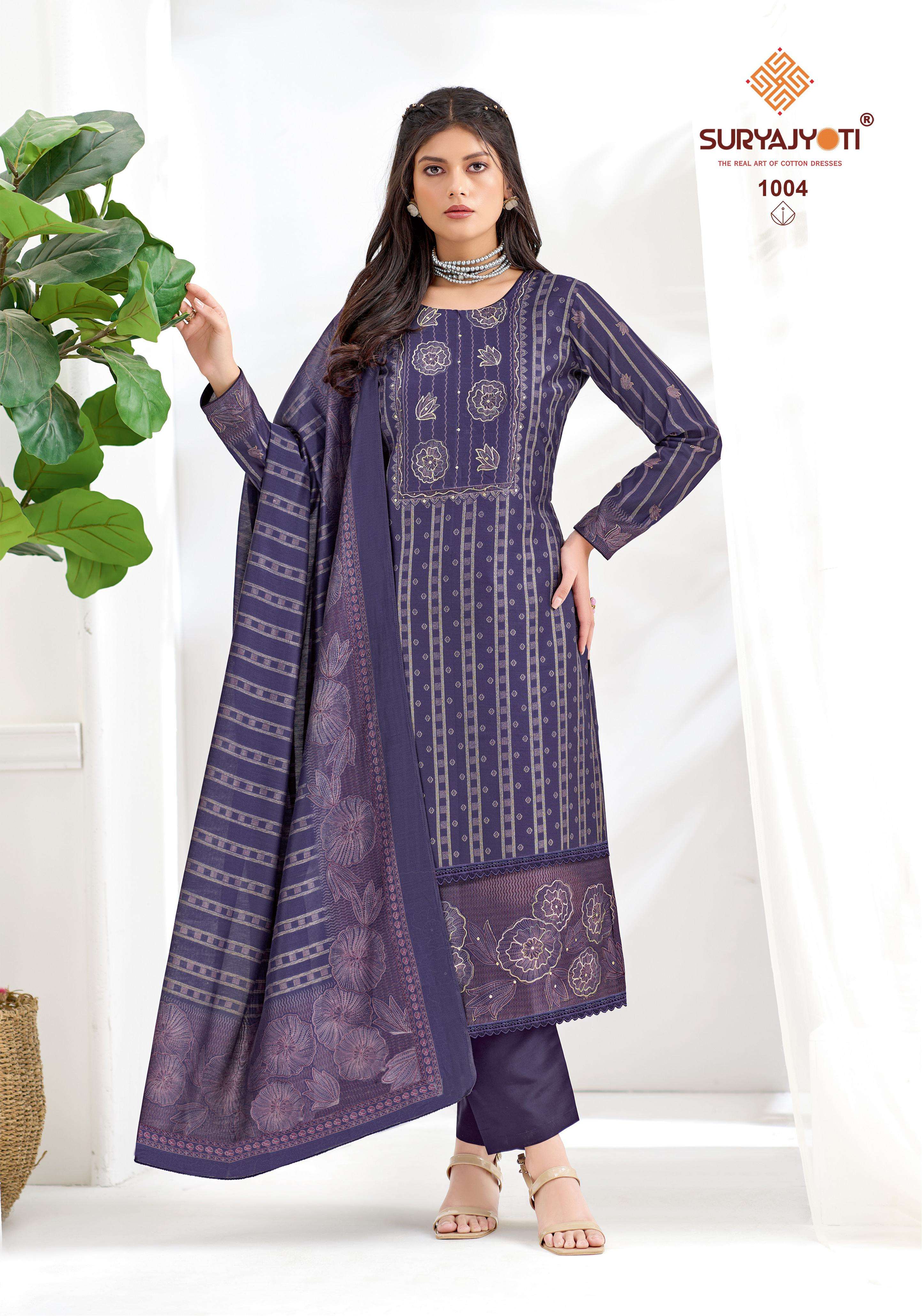 SURYAJYOTI CHAKORI VOL 1 VISCOSE FOIL PRINT WITH FANCY HAND WORK SUIT